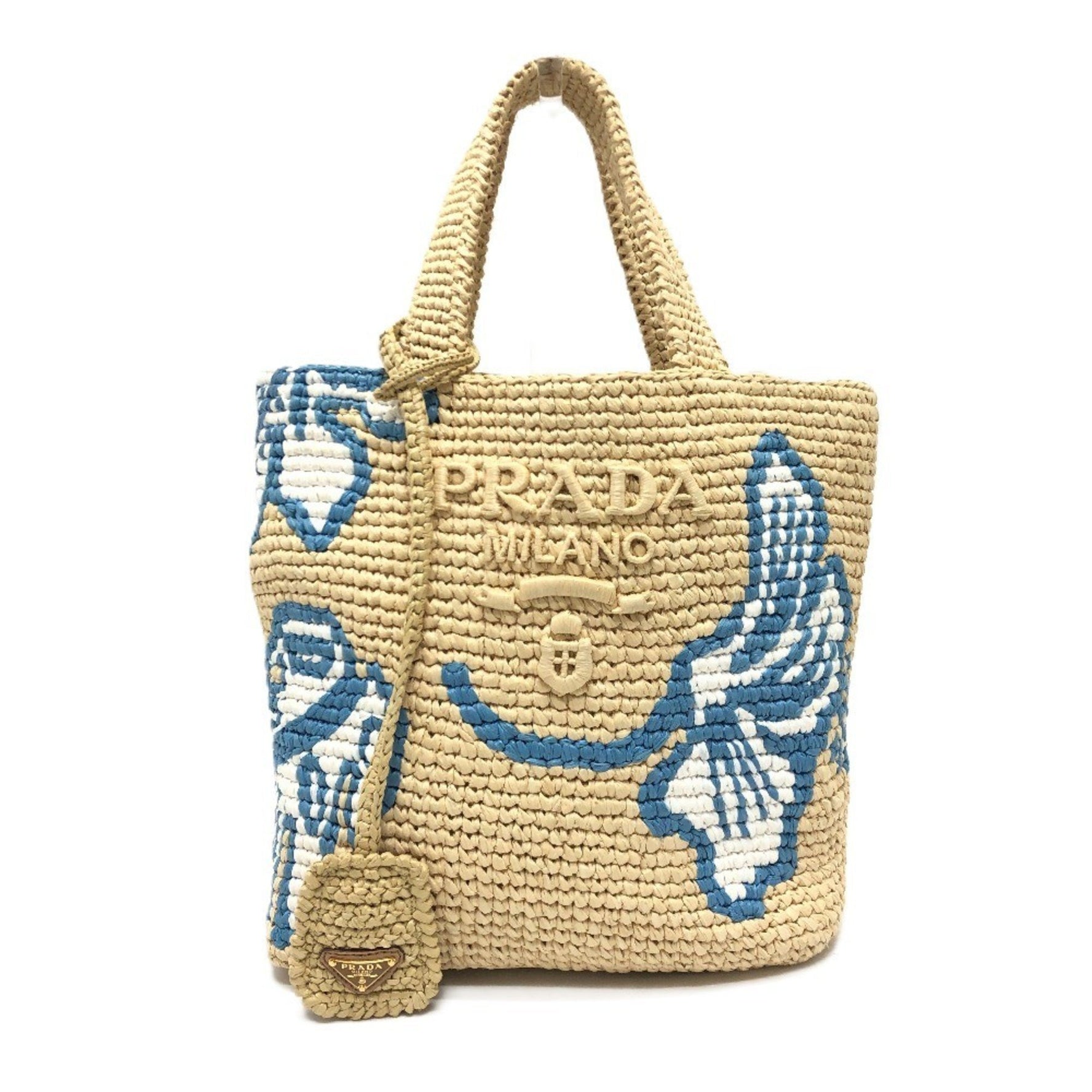 PRADA Logo St. Barths Limited Edition Small Handbag, Raffia
