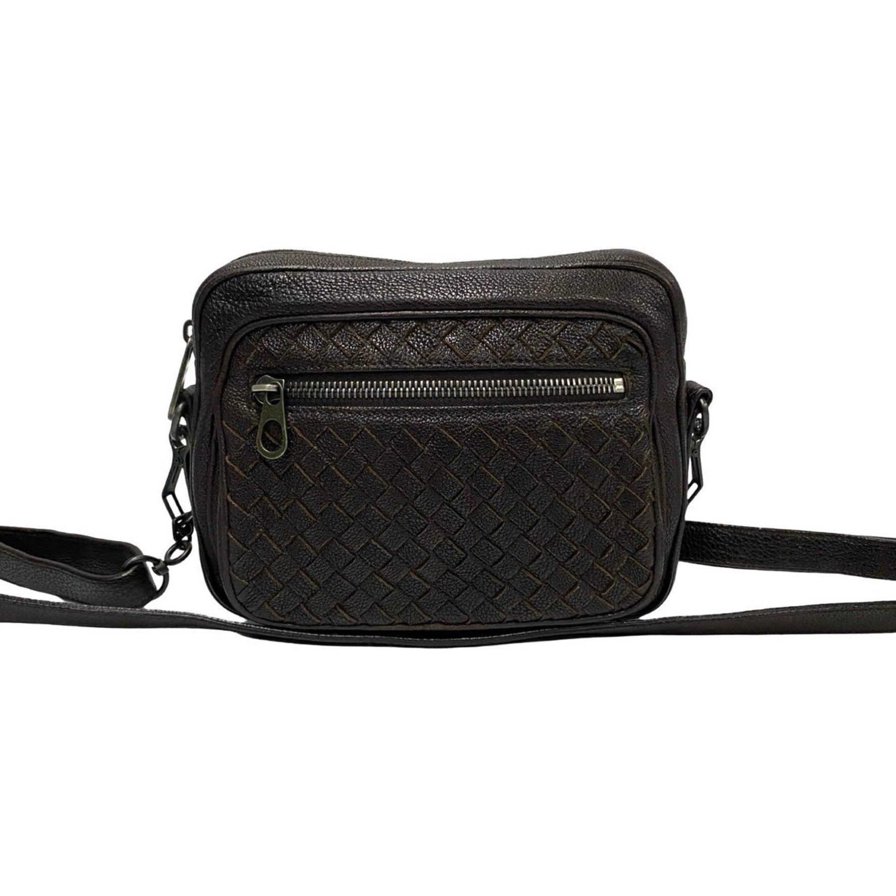 BOTTEGA VENETA Intrecciato Leather Mini Shoulder Bag/Pochette in Dark