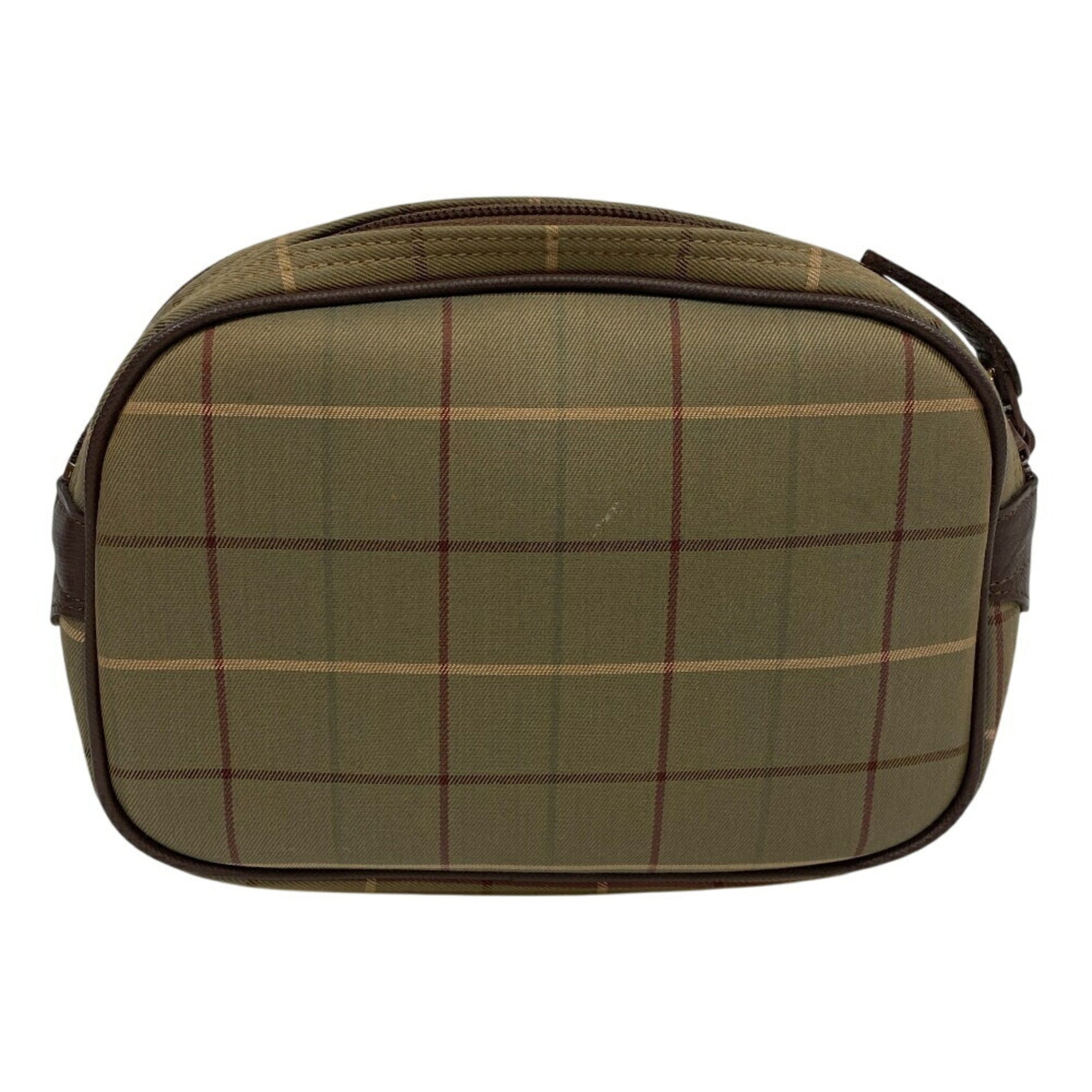 BURBERRY Mega Check Pouch High Khaki Green Women's