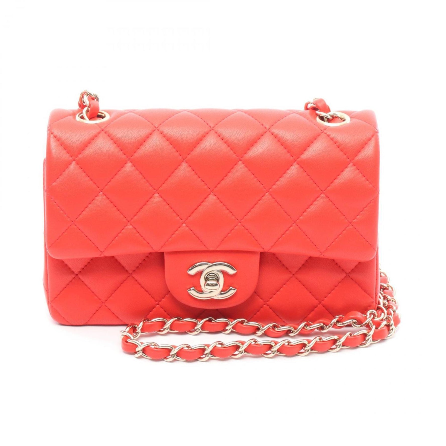 CHANEL Mini Matelasse 20 Shoulder Bag, Leather, Women's, Red, A01163