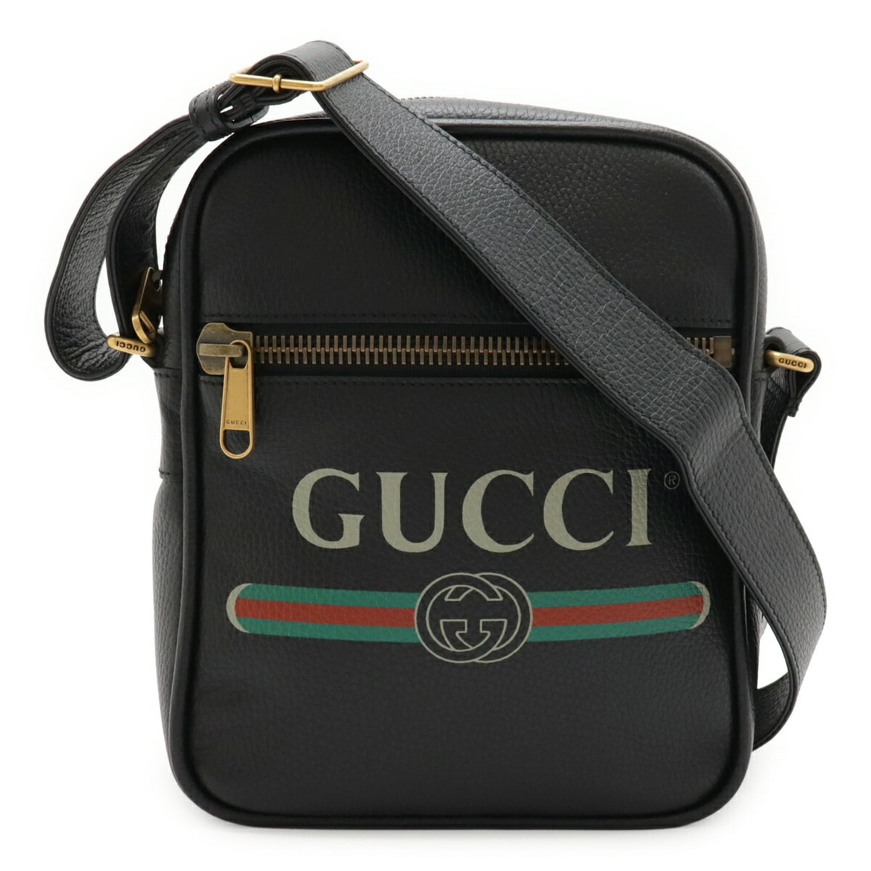 GUCCI print shoulder bag in leather