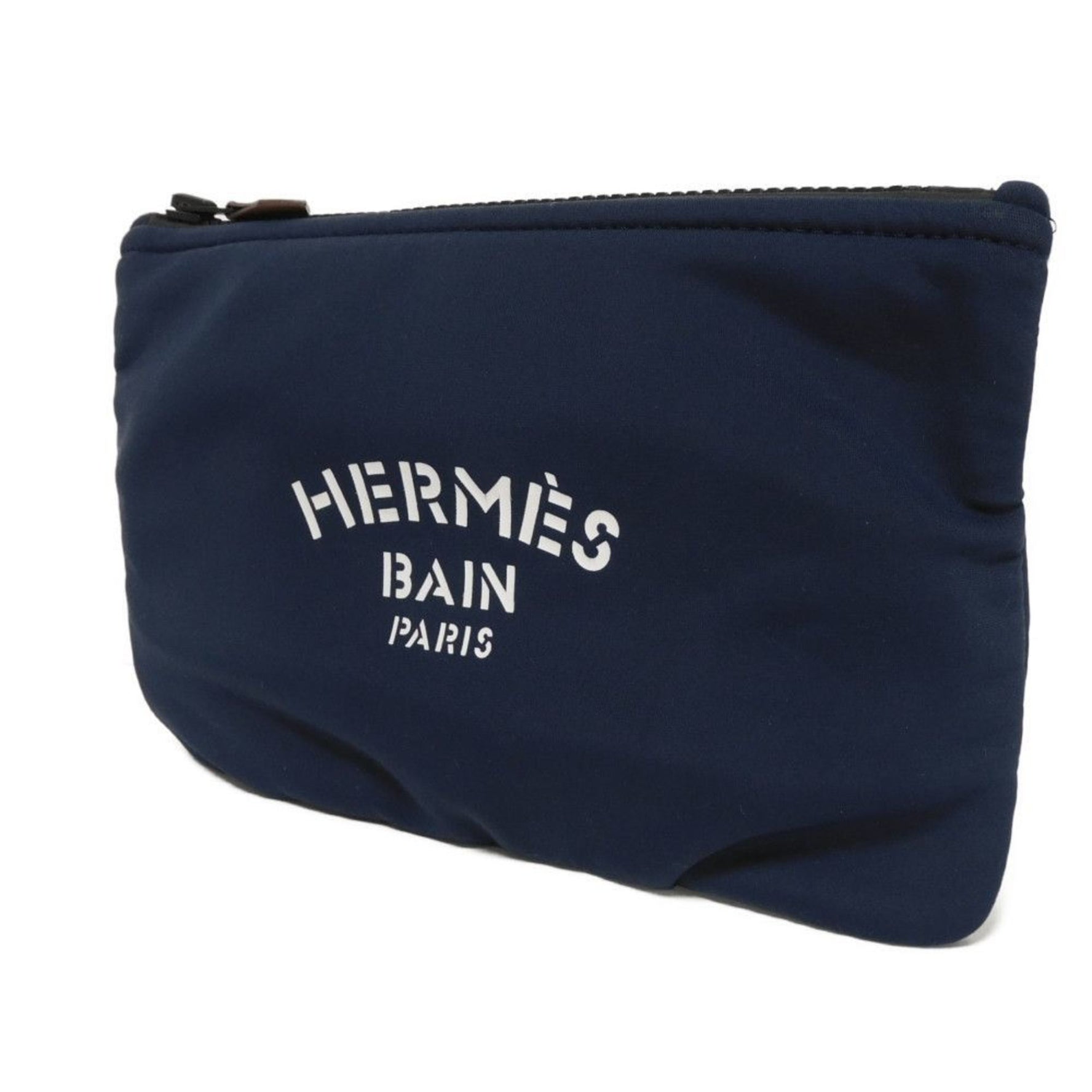 Hermes Hermès Truth Flat Pouch Neoban PM Clutch Bag in White Nylon, Blue Marine, Men's and