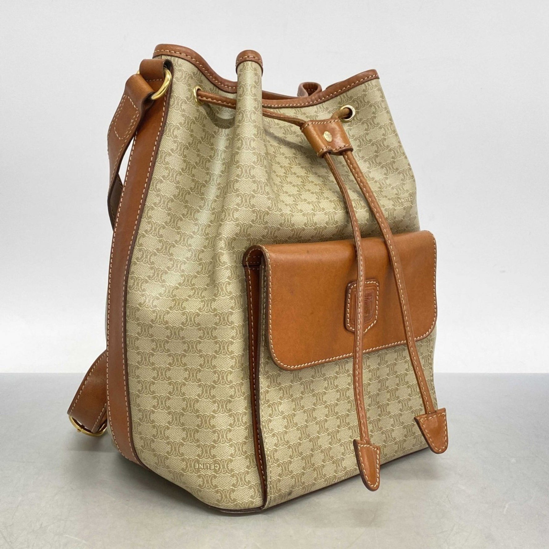 Celine Shoulder Bag Macadam Beige Light Brown