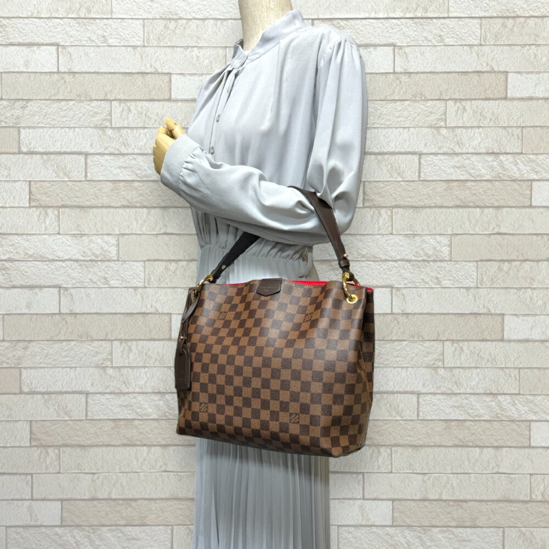 Louis Vuitton Graceful PM Damier Shoulder Bag Canvas Brown