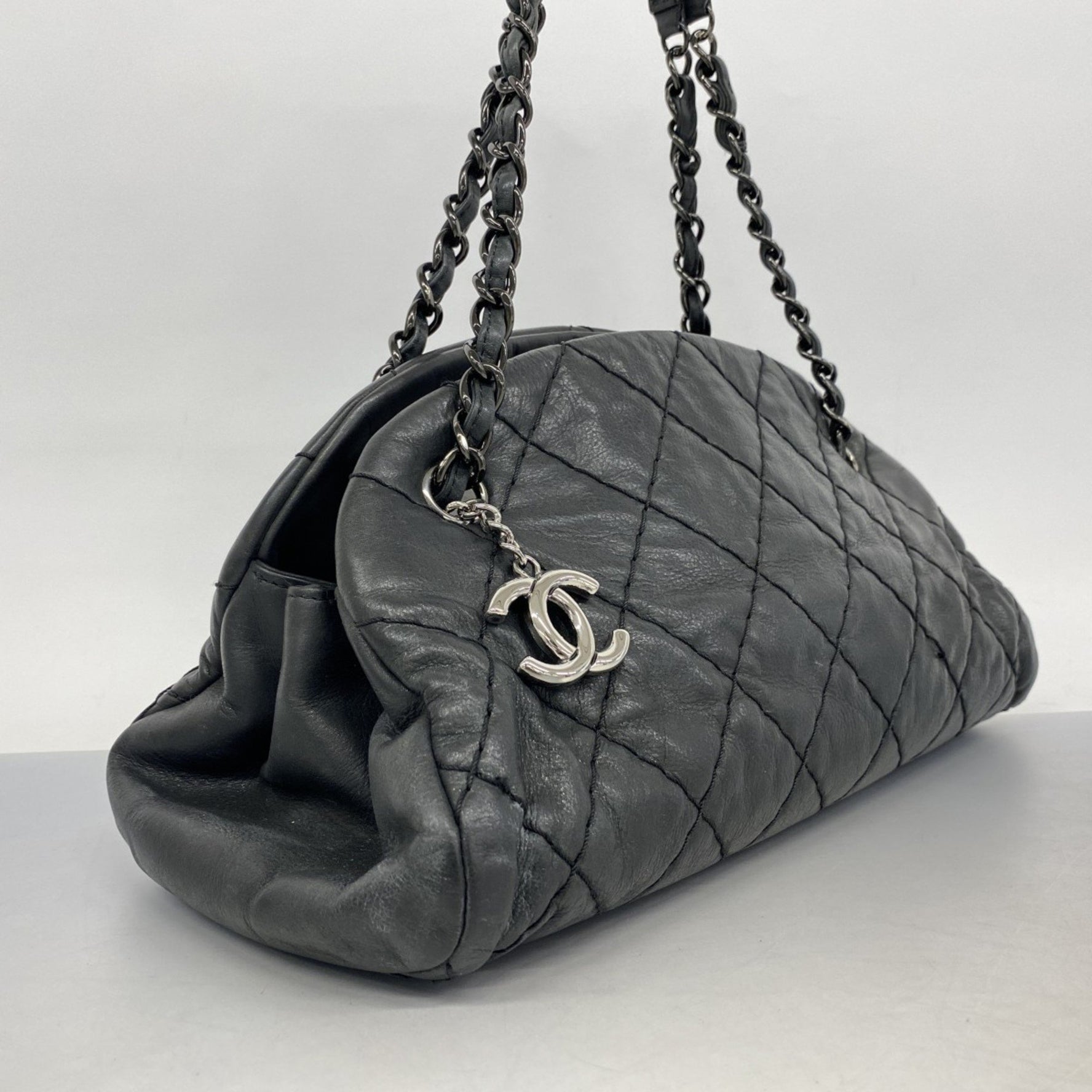 Chanel Matelasse Chain Shoulder Bag Mademoiselle Bowling in Leather