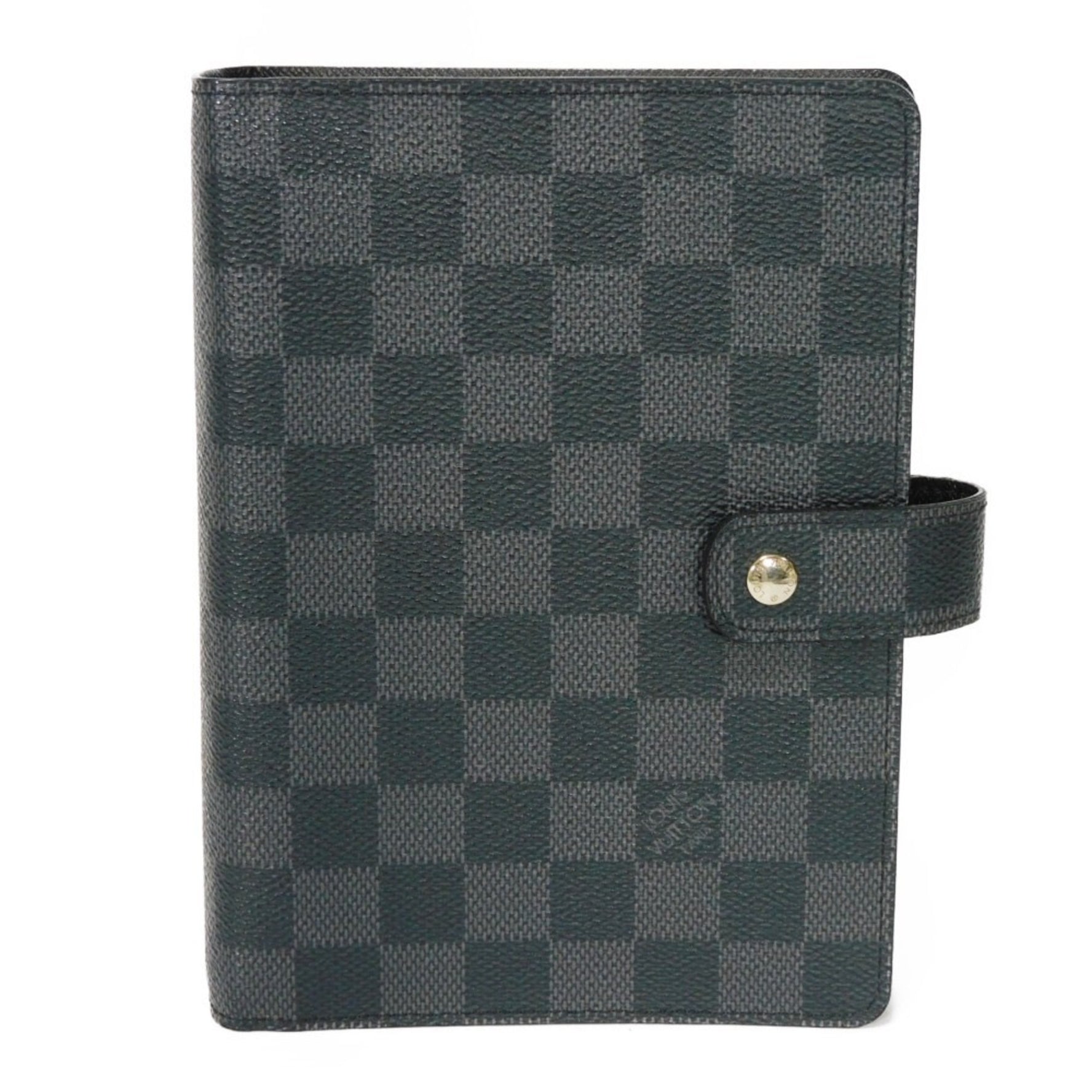 Louis Vuitton Notebook Cover Agenda MM Logo Black Gray 6 Hole Diary Damier Graphite Men's