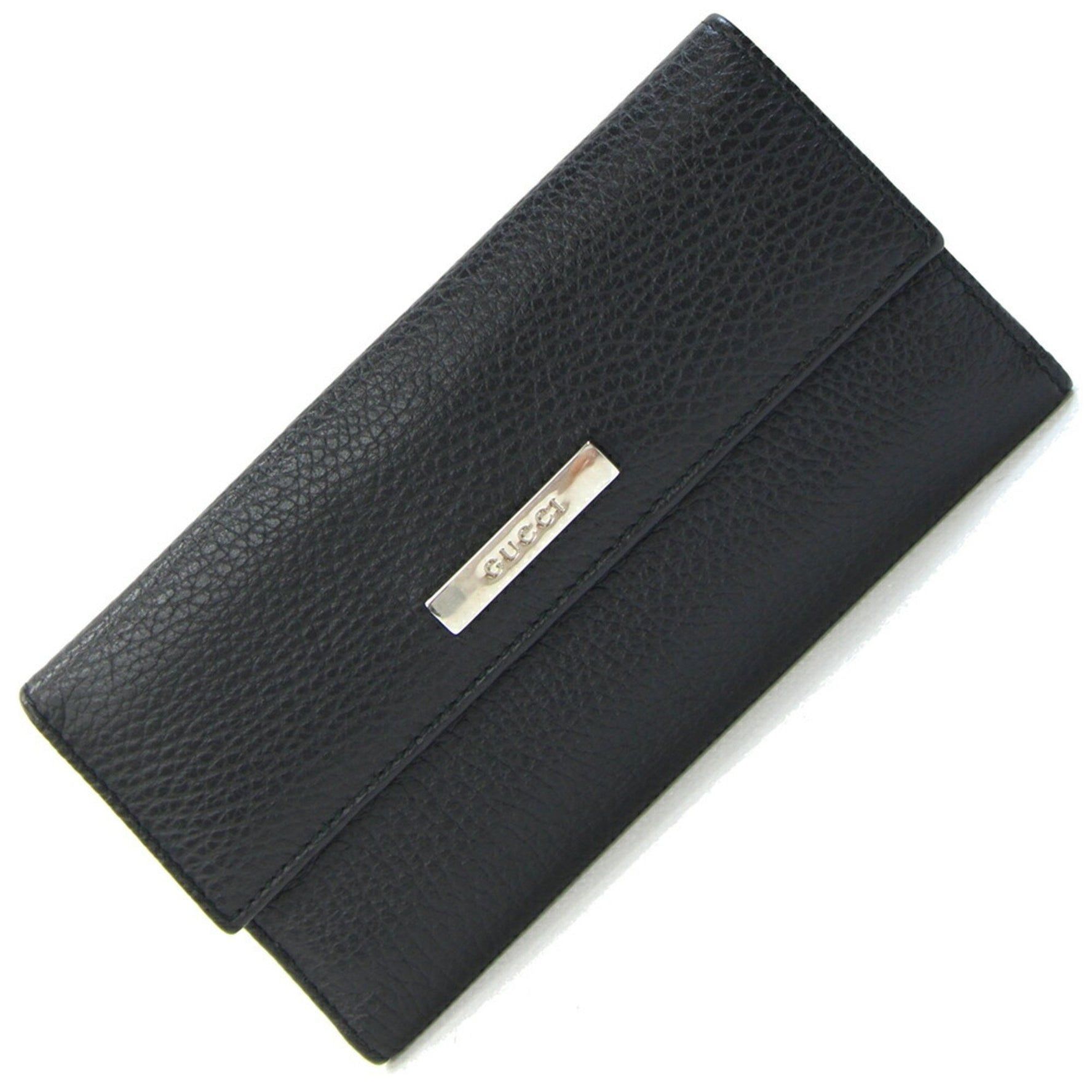 Gucci W Long Wallet Black Leather Double Sided Women's Men's GUCCI