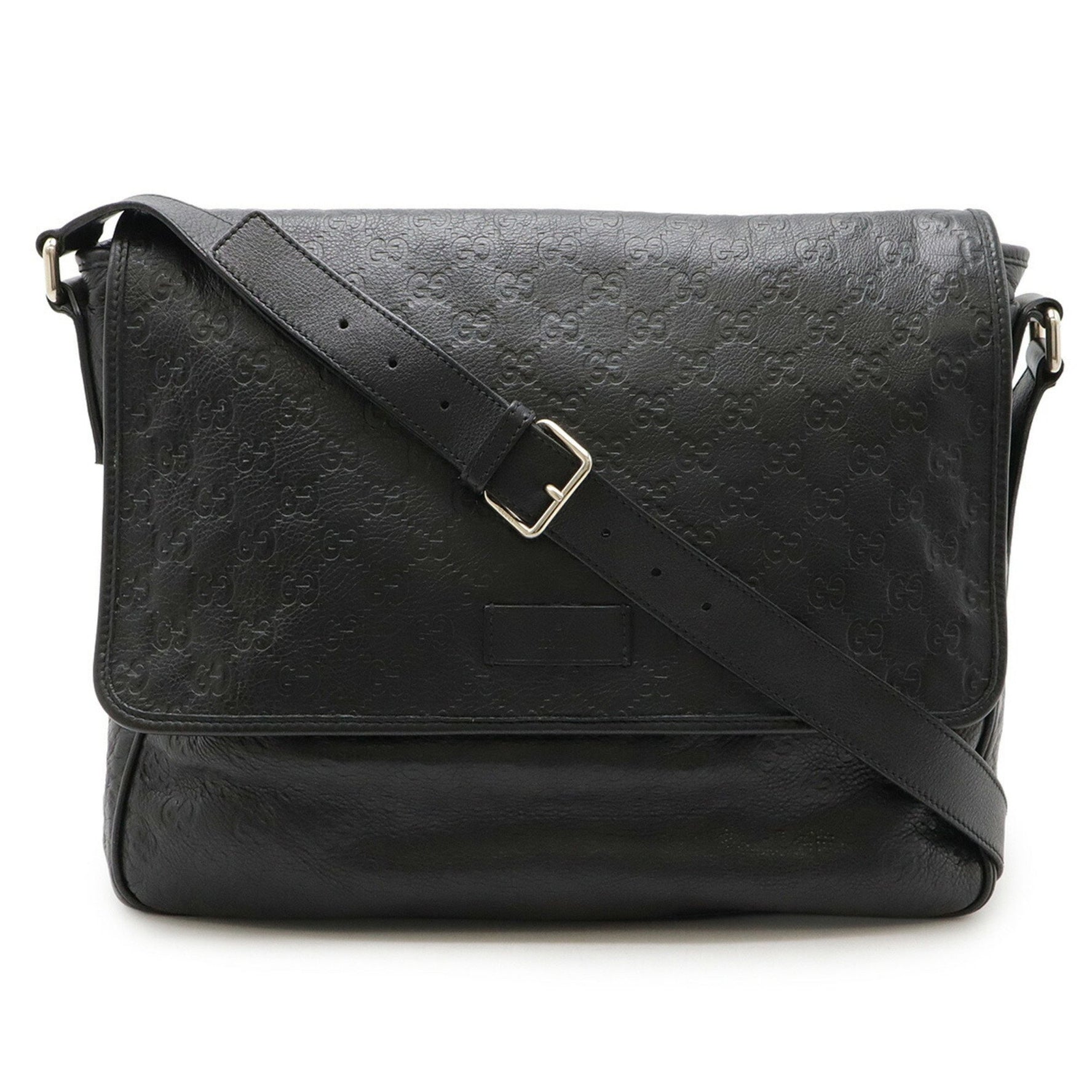 GUCCI Guccissima Shoulder Bag Leather Black