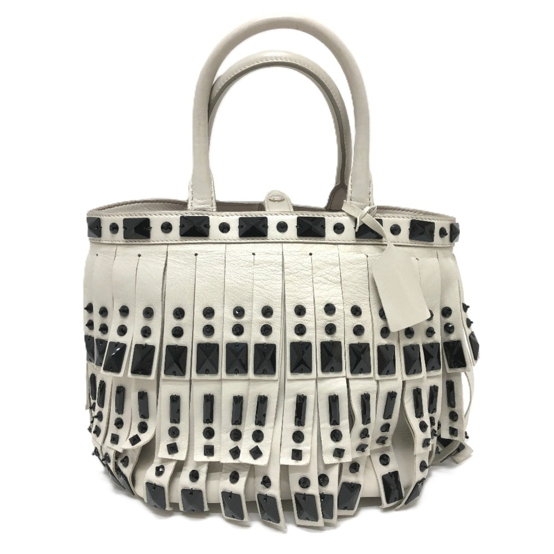 PRADA Fringe Handbag Leather