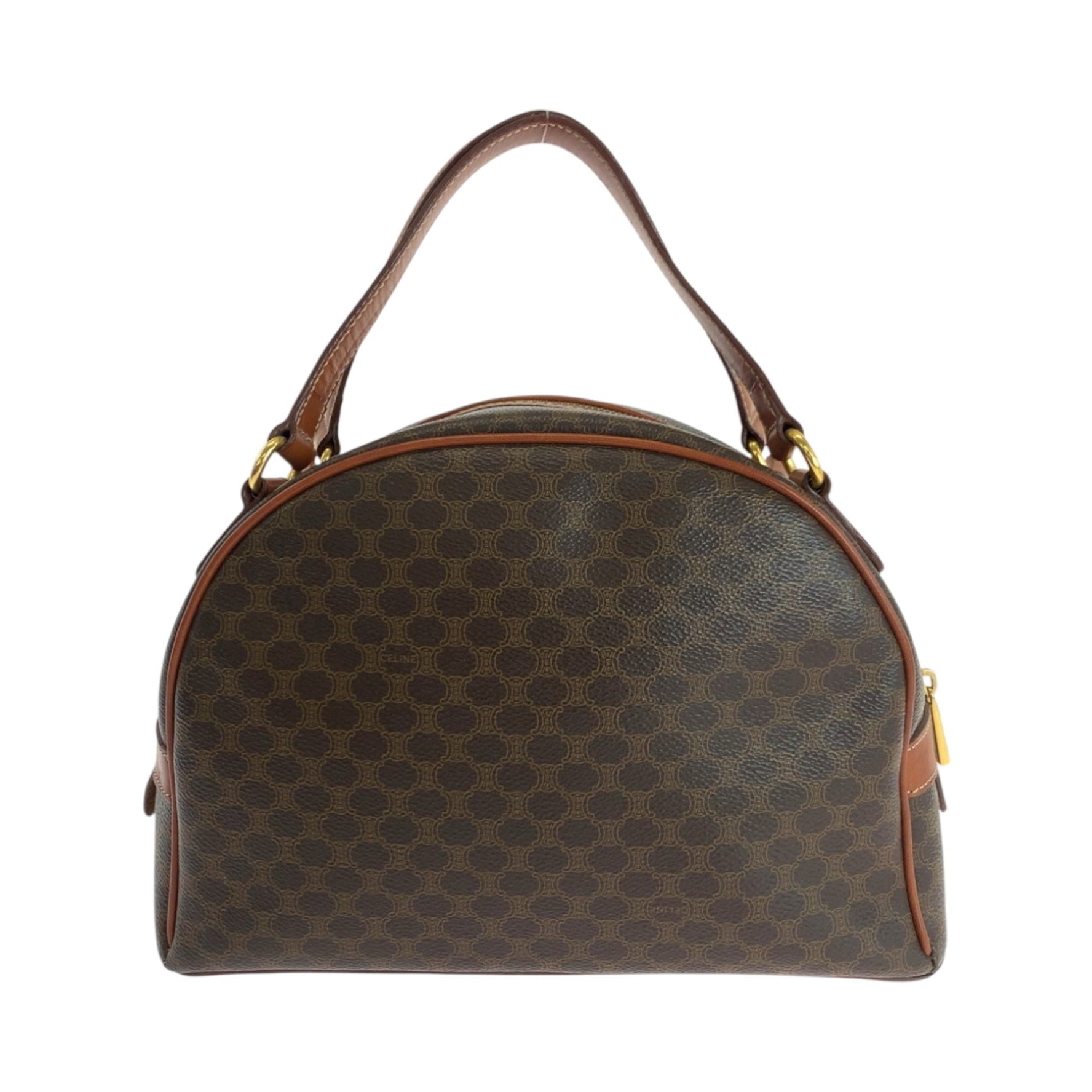 CELINE Macadam Gold Hardware Leather Handbag Vanity Bag Mini Boston