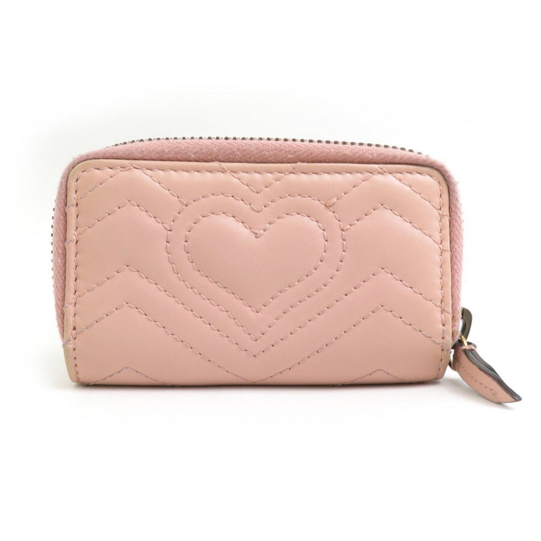 GUCCI GG Marmont key case, leather, metal, pink beige, gold