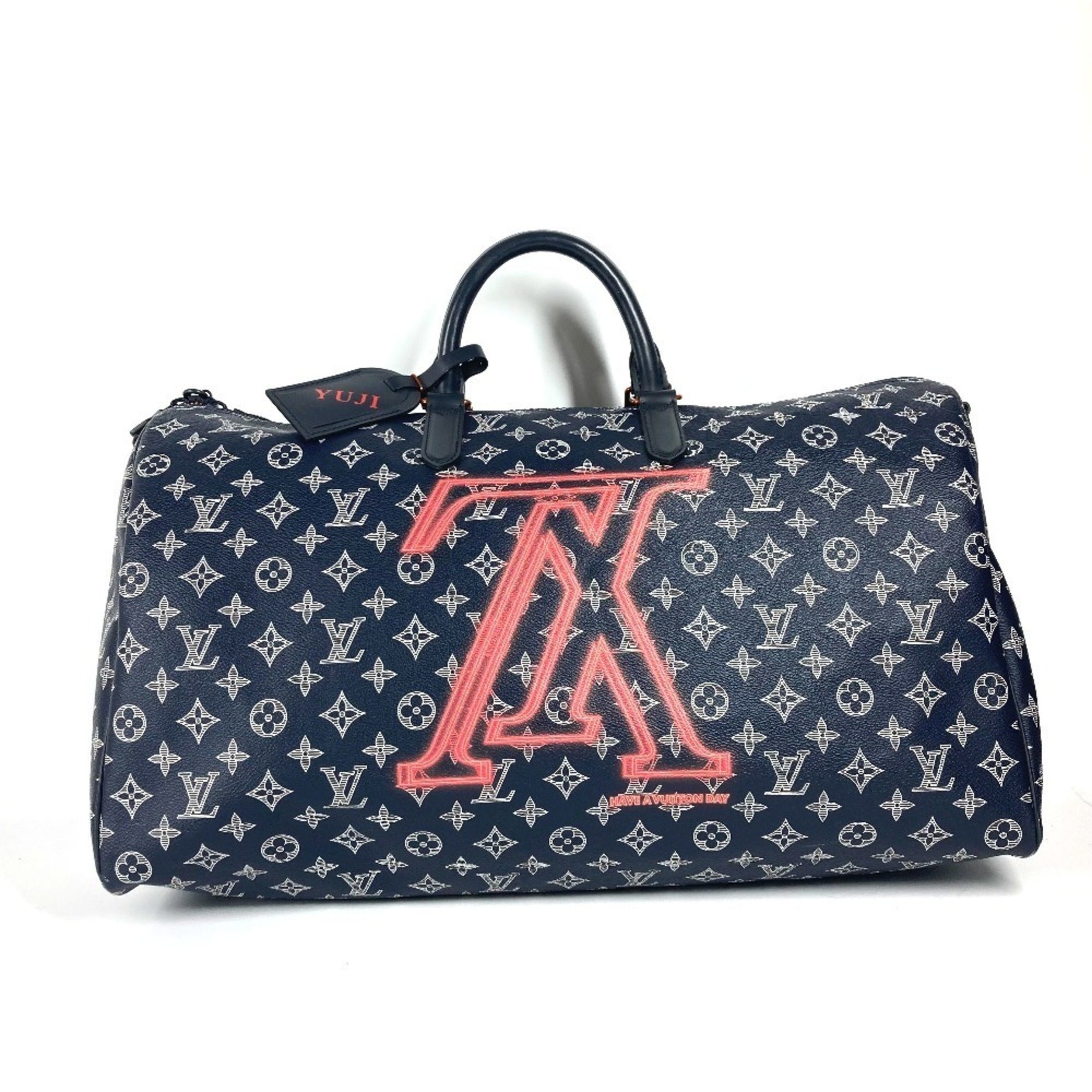 LOUIS VUITTON Monogram Ink Upside Down Keepall Bandouliere 50 Handbag, Travel Bag, Boston Canvas, Men's, Navy