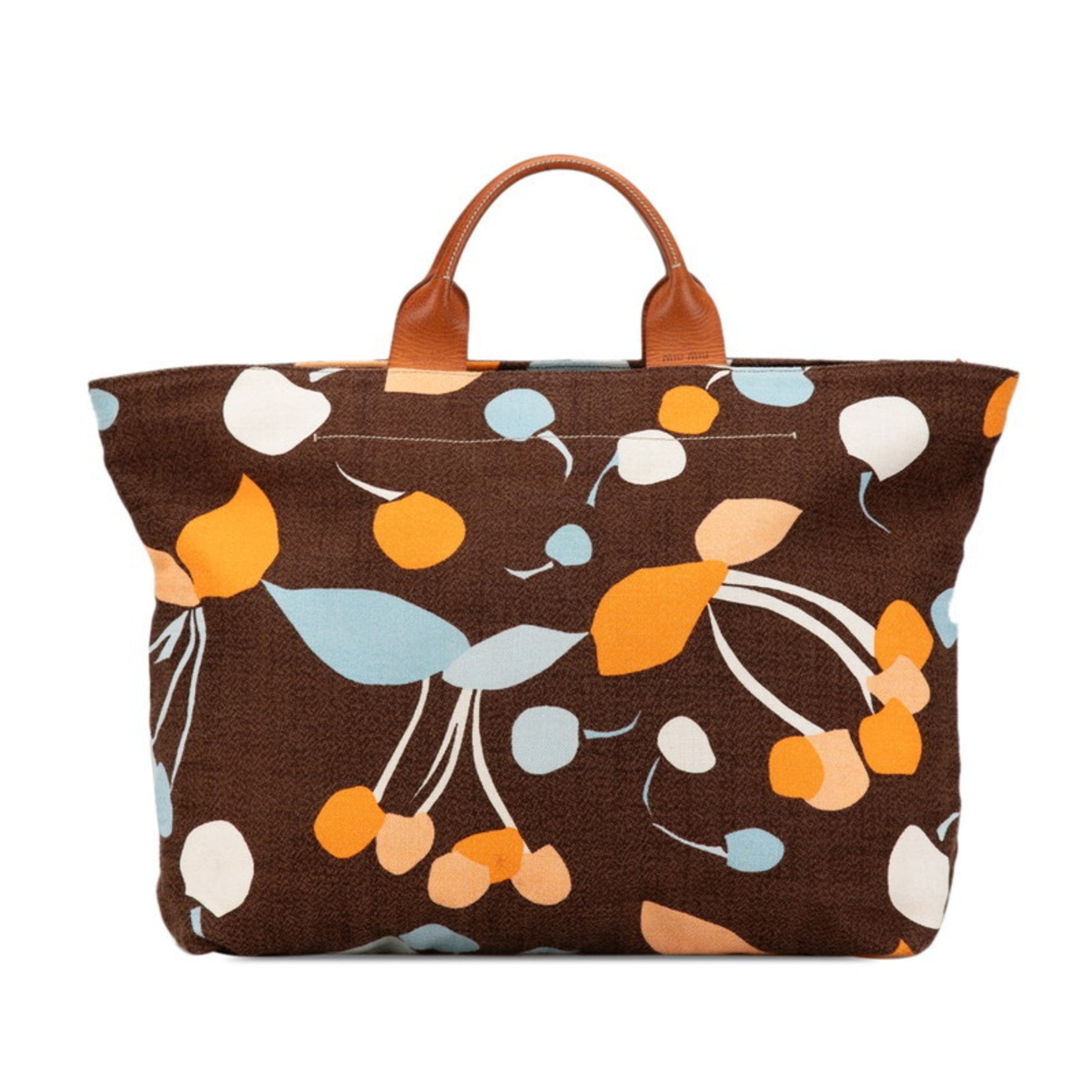 Miu Miu Miu handbag tote bag brown orange canvas leather MIUMIU