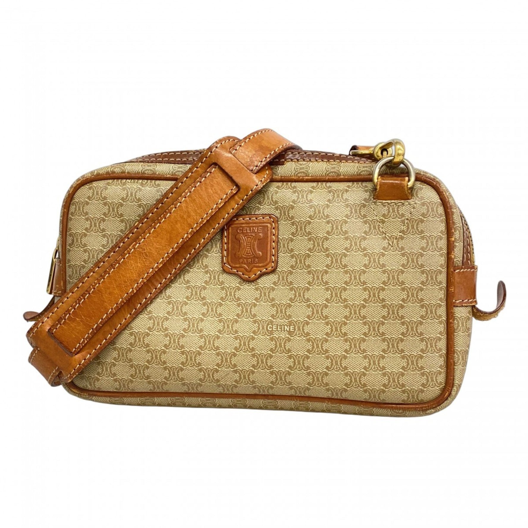 Celine Shoulder Bag Macadam Beige Brown