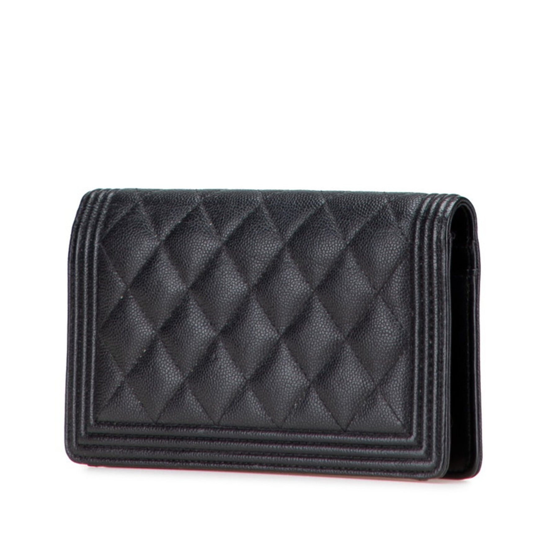 CHANEL Boy Long Wallet in with Antique Gold Hardware and Caviar Leather
