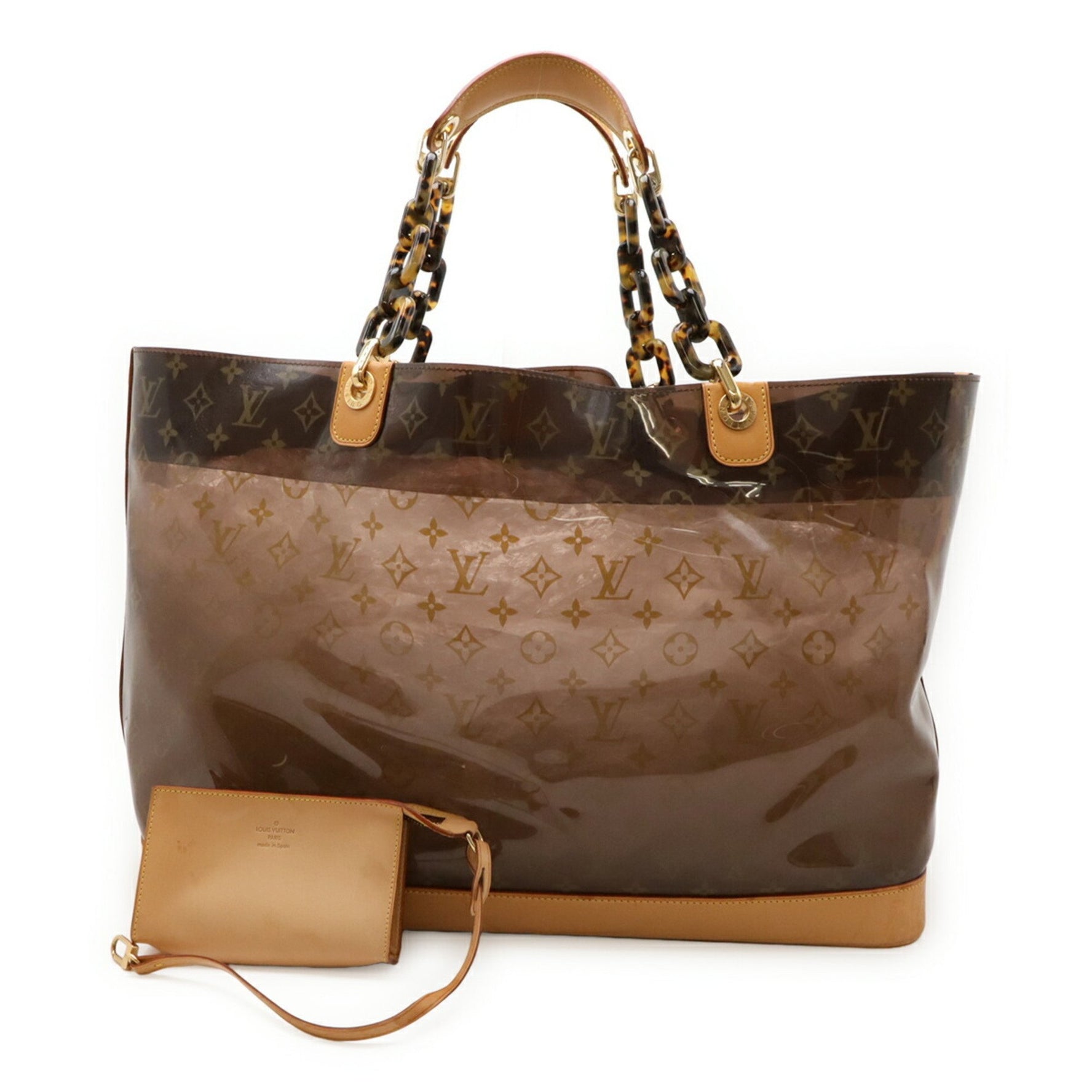 Louis Vuitton Monogram Vinyl Cabas Ambre GM Tote Bag, Large, Clear with Plastic Chain