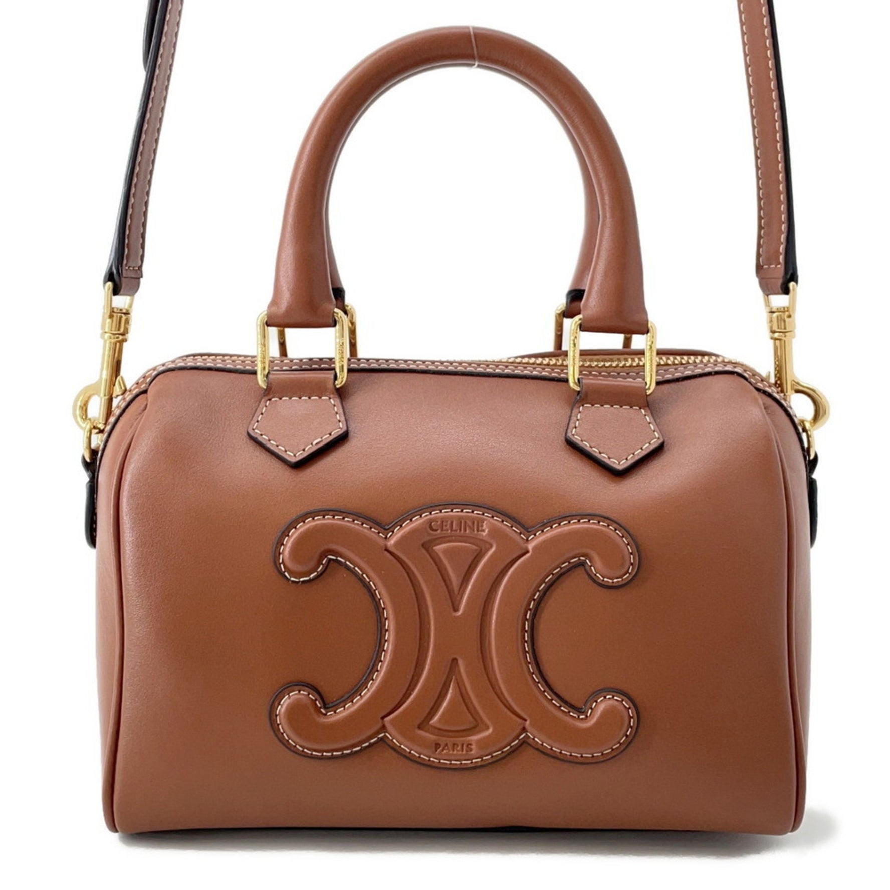 Celine Triomphe Small Boston Bag in Smooth Calfskin - Shoulder