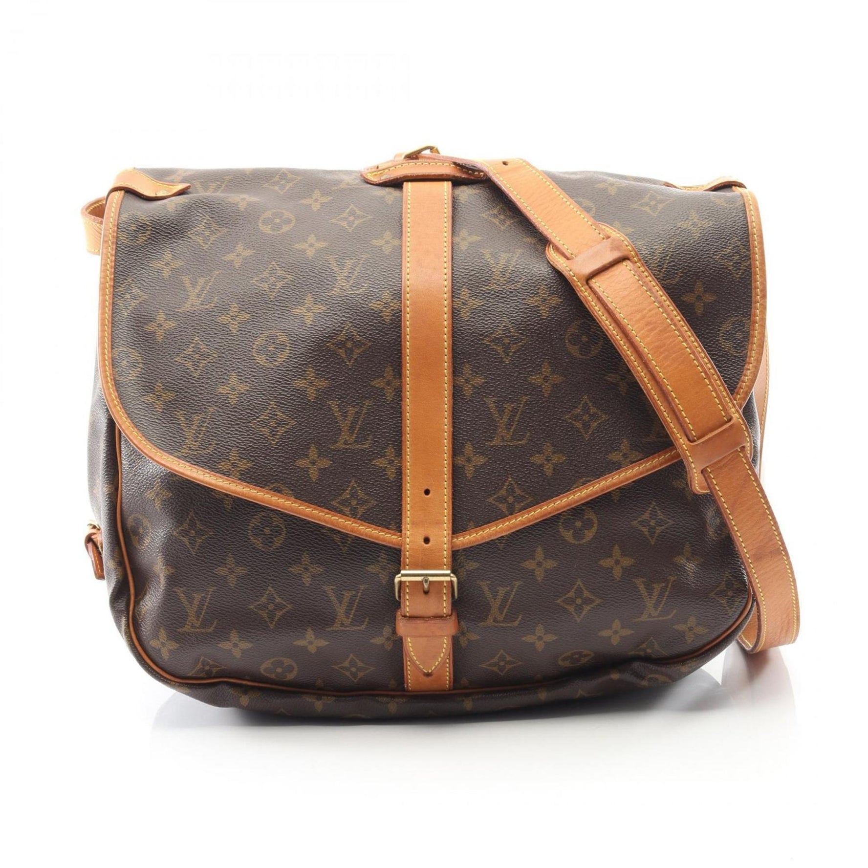 Louis Vuitton Saumur 35 Monogram Shoulder Bag in Coated Canvas and Leather, Brown