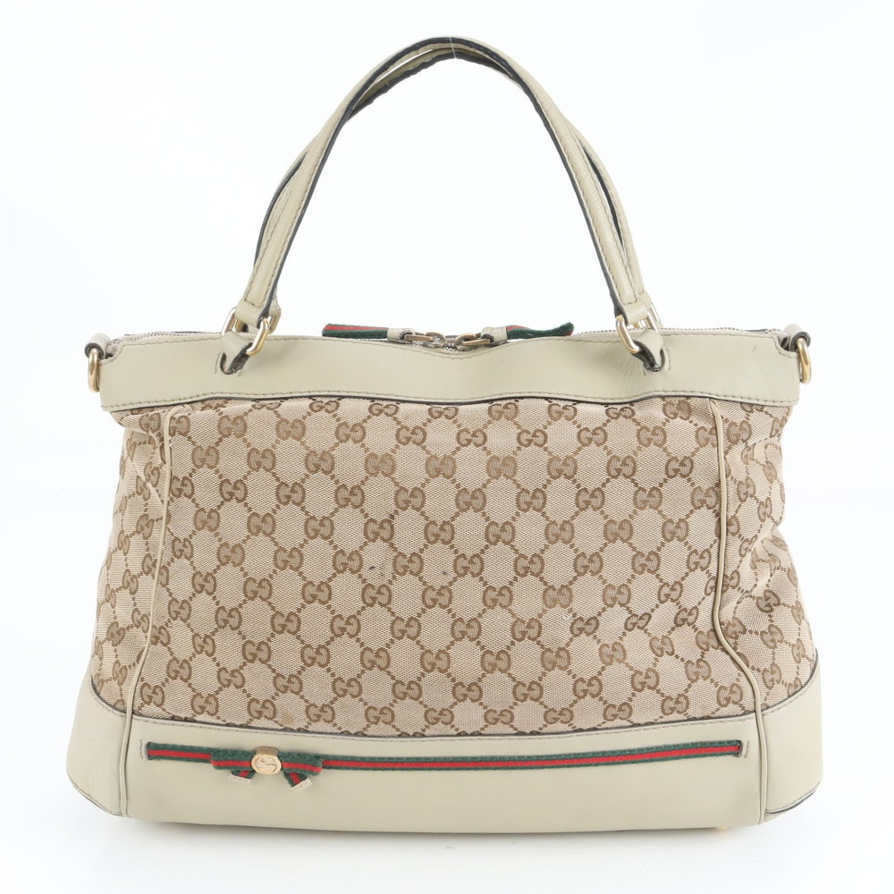 Gucci GG Canvas Sherry Line Mayfair Leather Tote Bag, Handbag