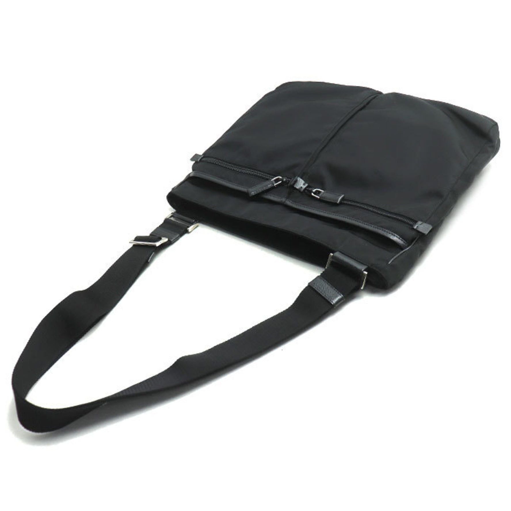 PRADA Tessuto Saffiano Triangle Shoulder Bag, Black, VA0220, Unisex