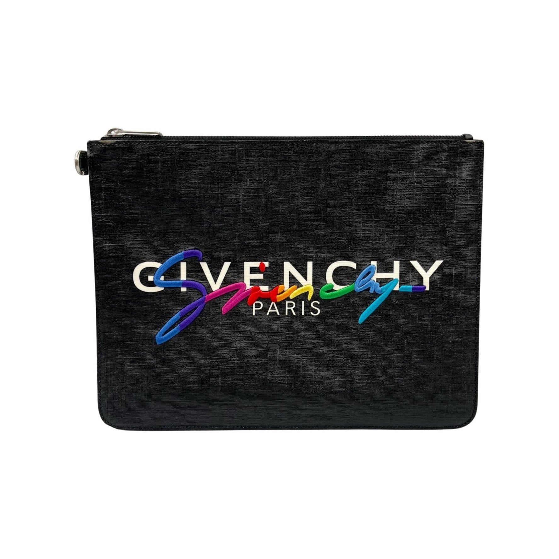 Givenchy Rainbow Logo Leather Clutch Bag