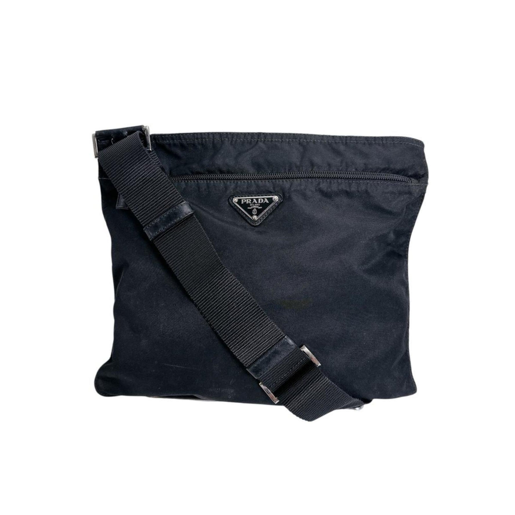 Prada shoulder bag, body triangle logo, nylon