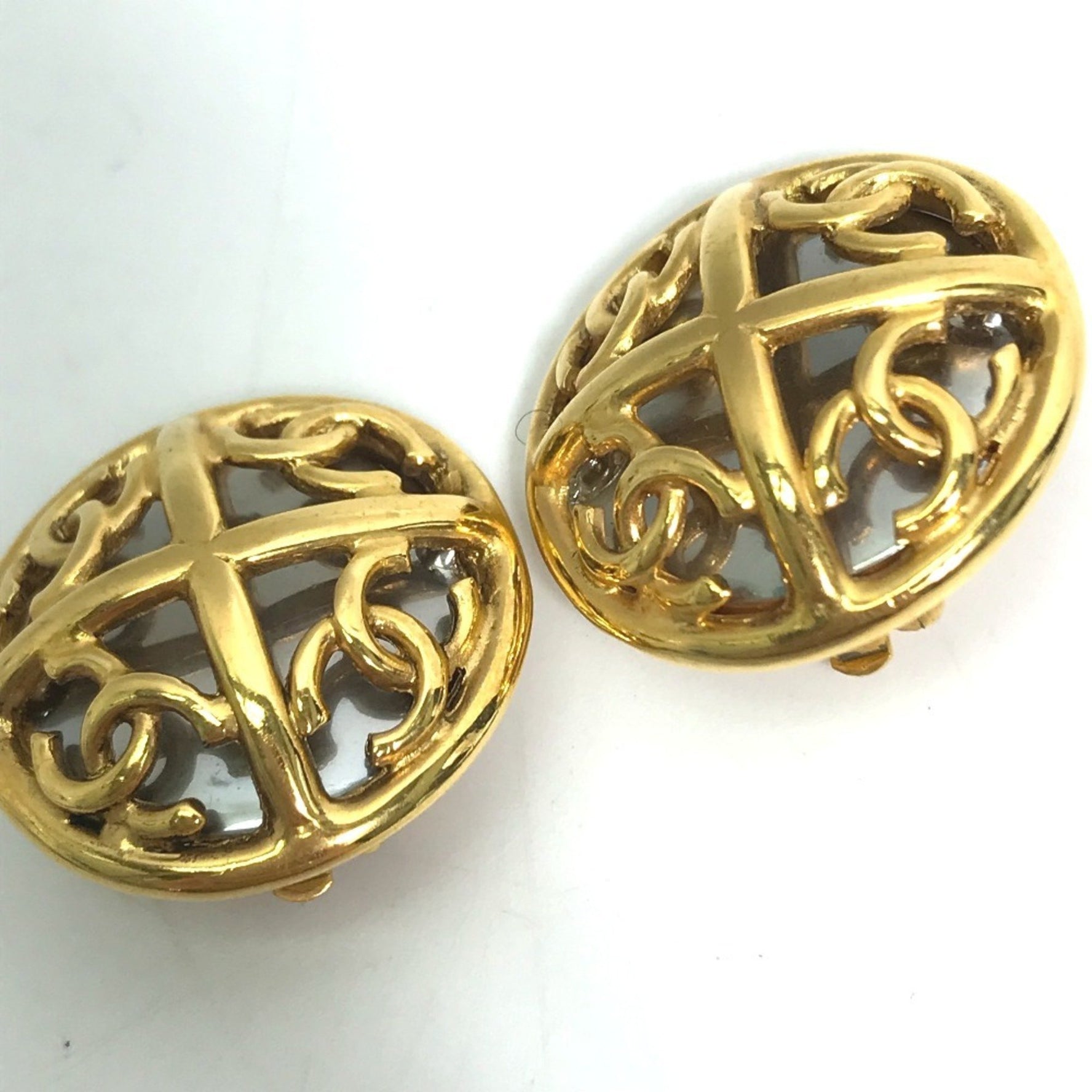 CHANEL CC Coco Mark Round Vintage Earrings, Metal