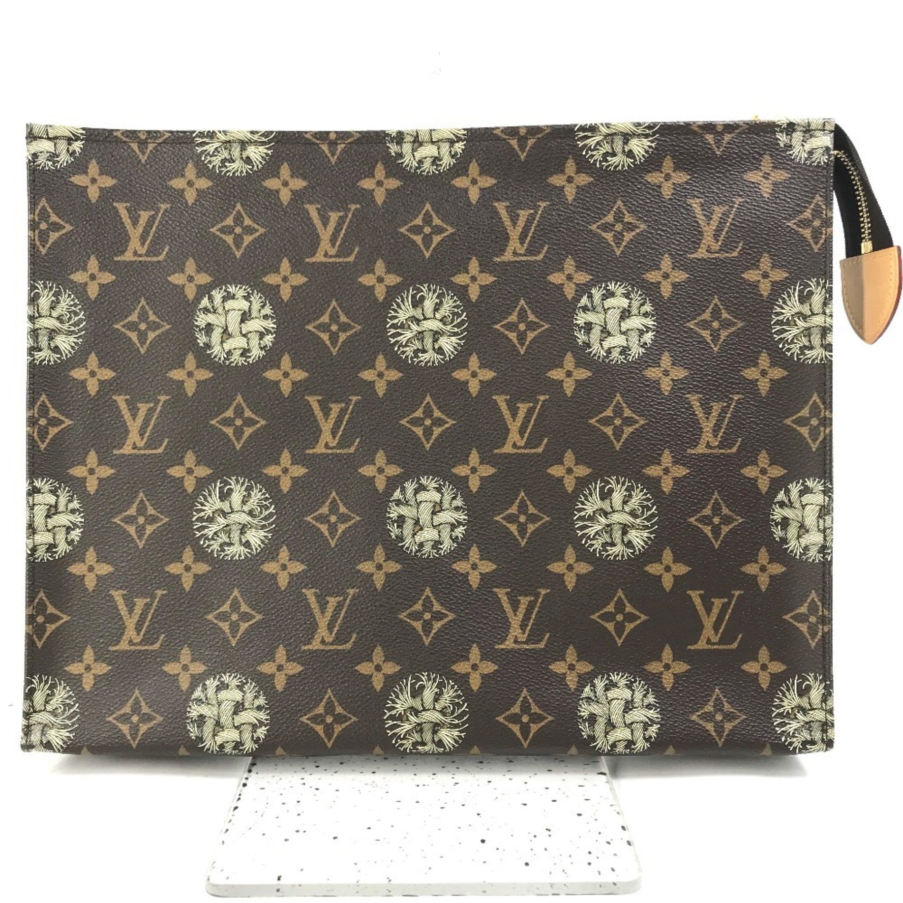 LOUIS VUITTON M41513 Monogram Christopher Nemeth Rope Pochette Voyage Clutch Bag in Canvas, Men's, Brown