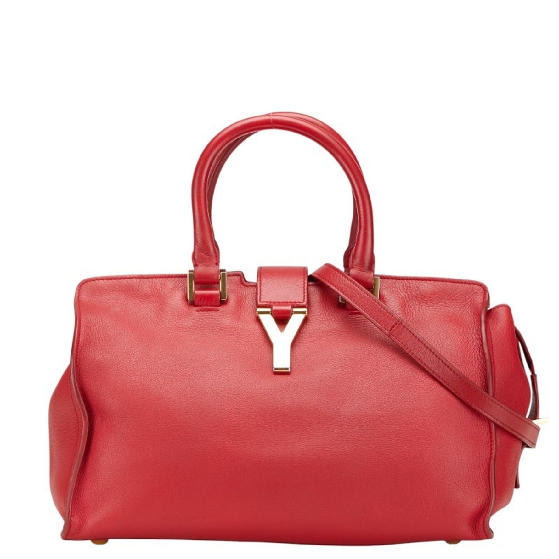 Saint Laurent Petit Cabas Handbag/Shoulder Bag Red Leather SAINT LAURENT