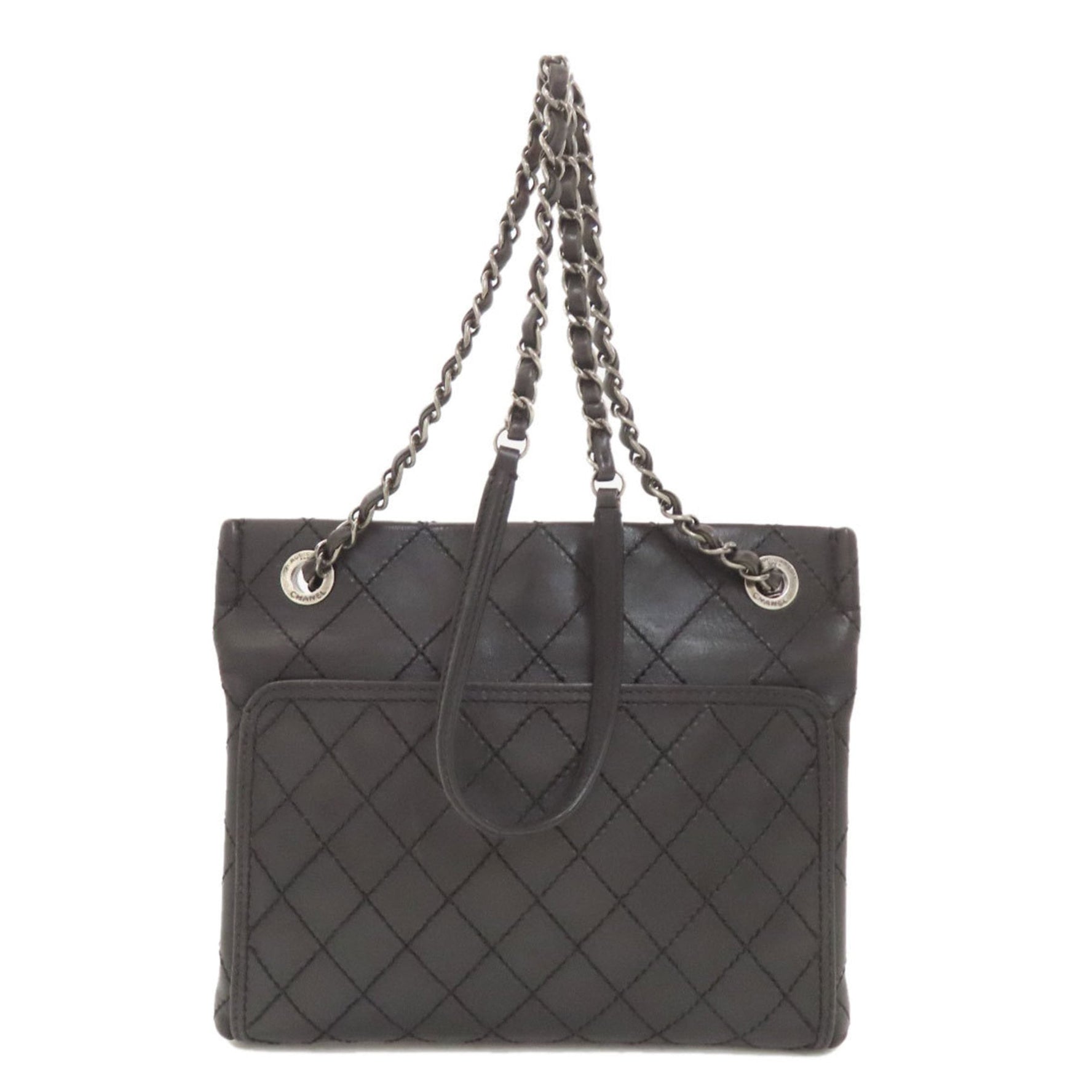 CHANEL Matelasse Silver Hardware Shoulder Bag Calfskin