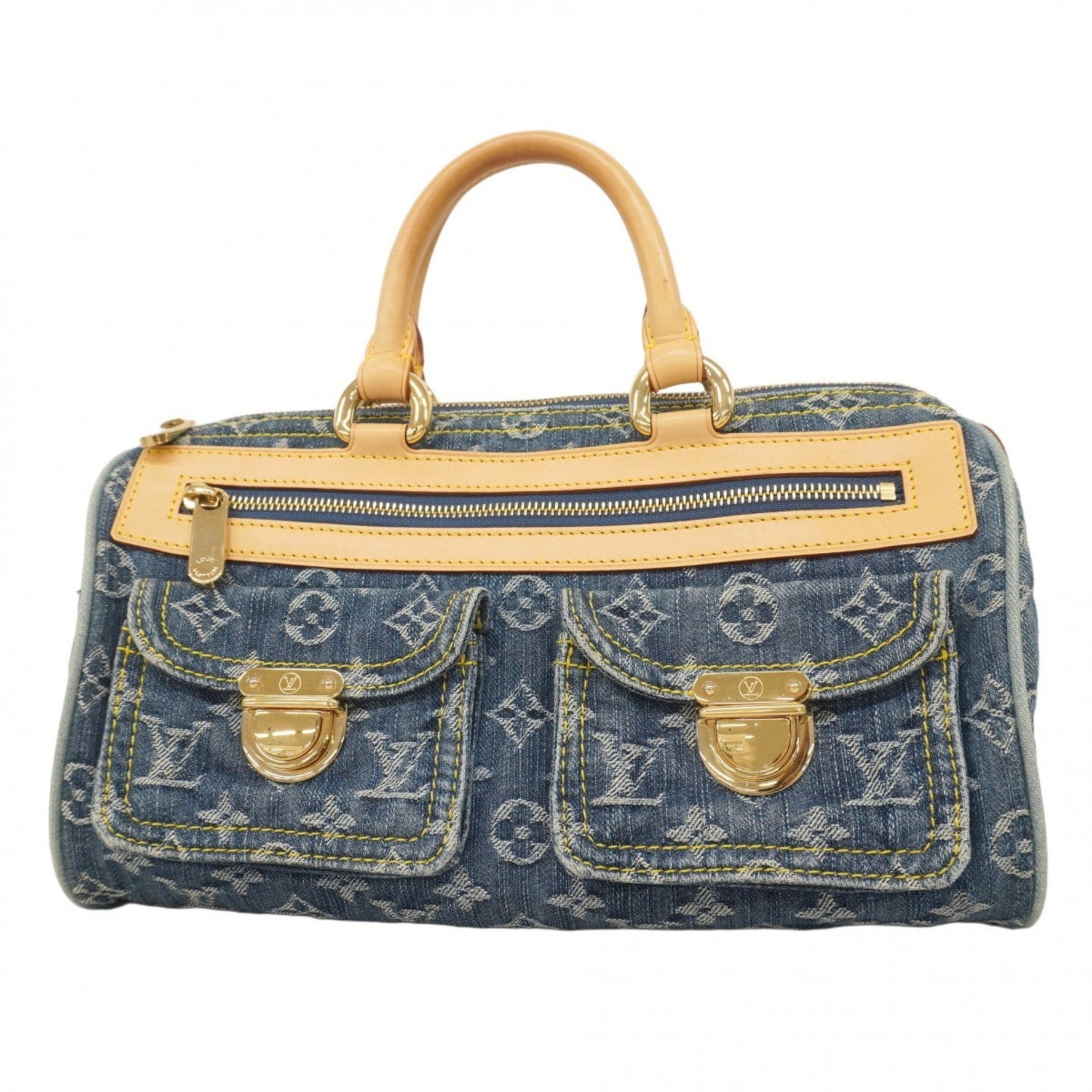 Louis Vuitton Monogram Denim Neo Speedy Handbag M95019 Blue Women's