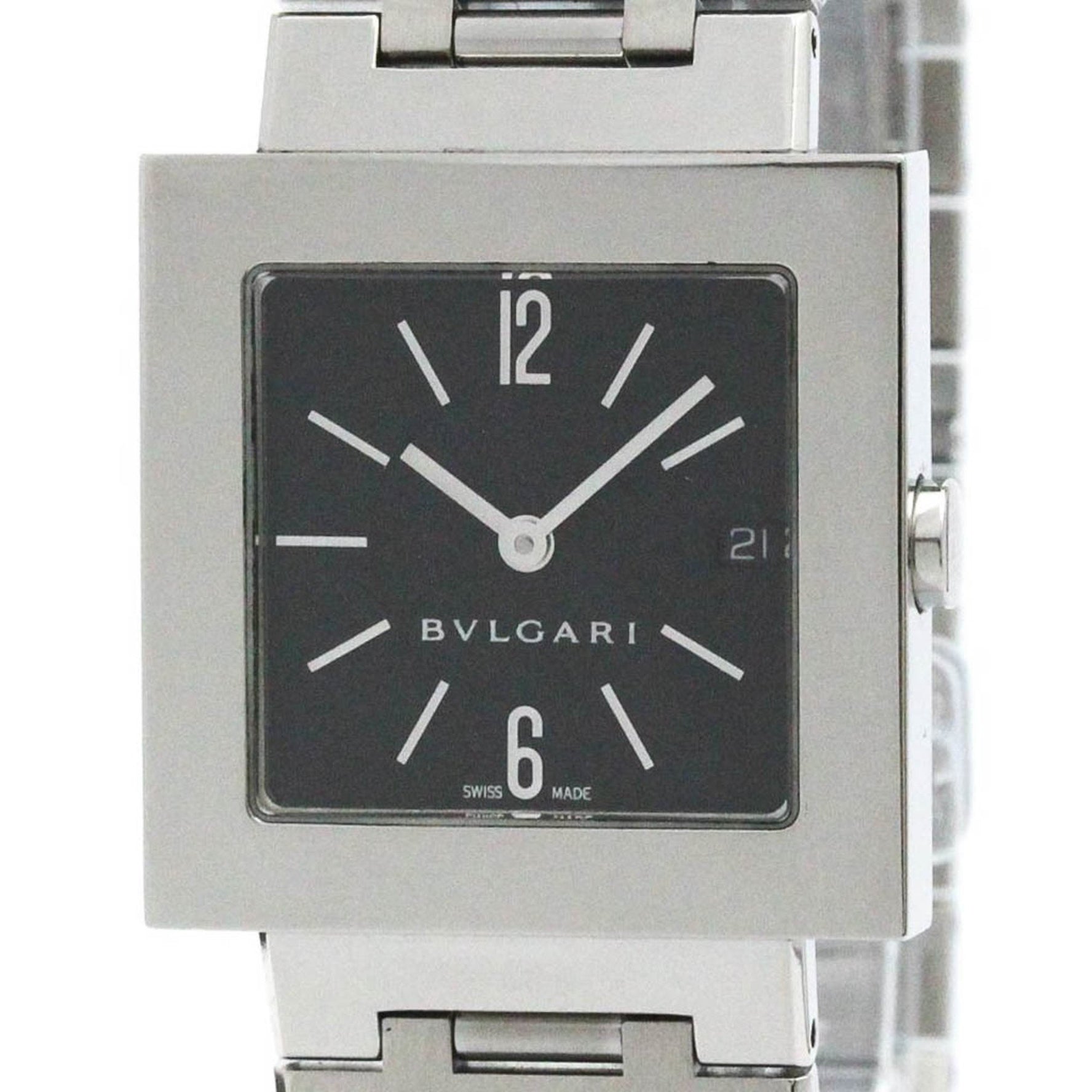 Polished BVLGARI Quadrato Stainless Steel Quartz Ladies Watch