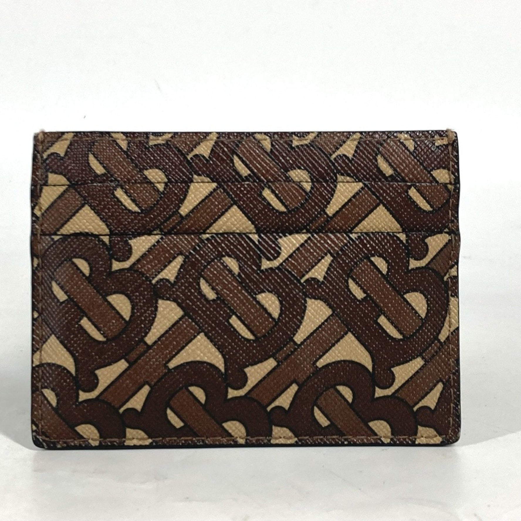 BURBERRY TB Business Card Holder Pass Case Holder/Card Leather Men's Women's Brown