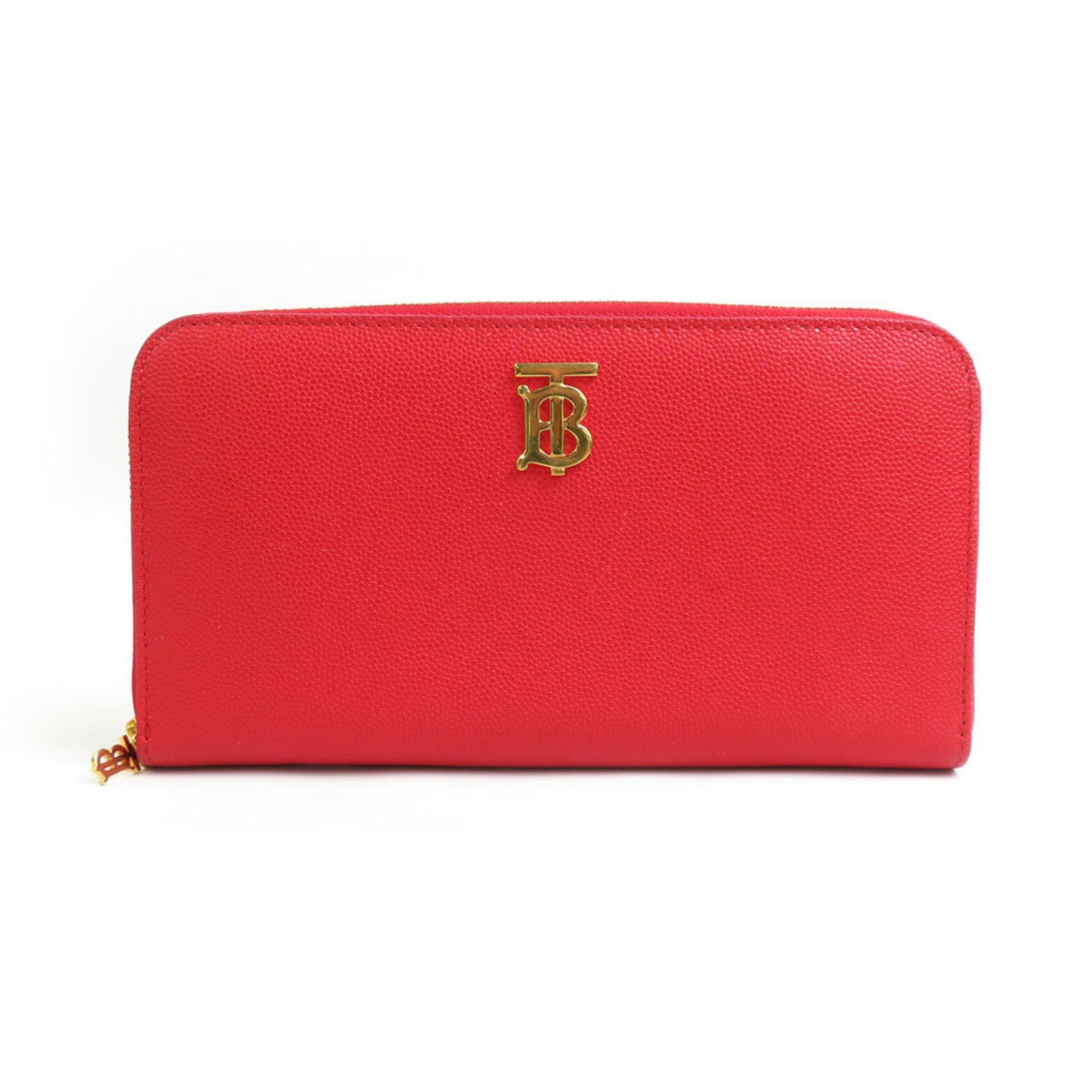 Burberry round long wallet leather red men's women's h30821a