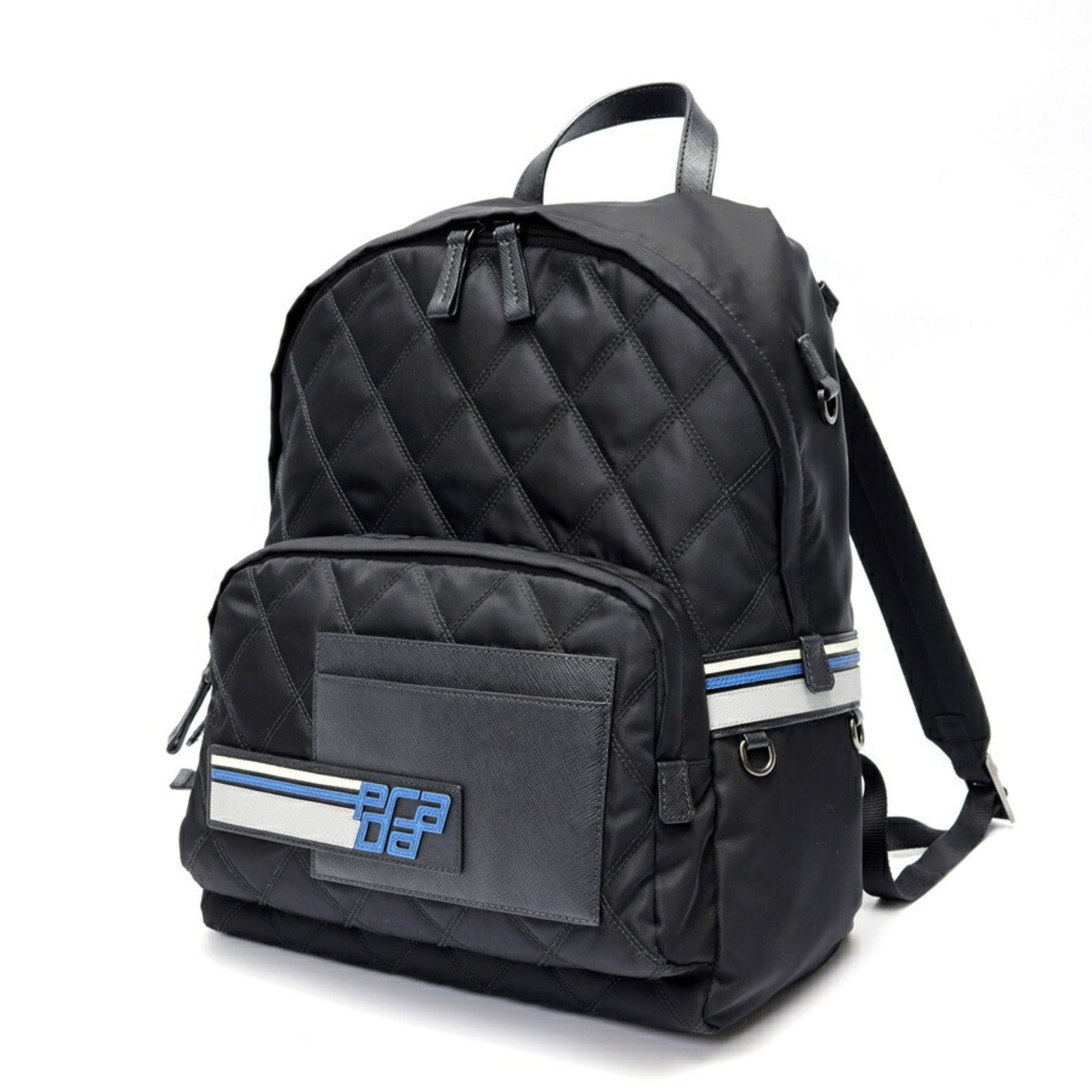 PRADA Backpack Rucksack Quilted Nylon Saffiano Leather