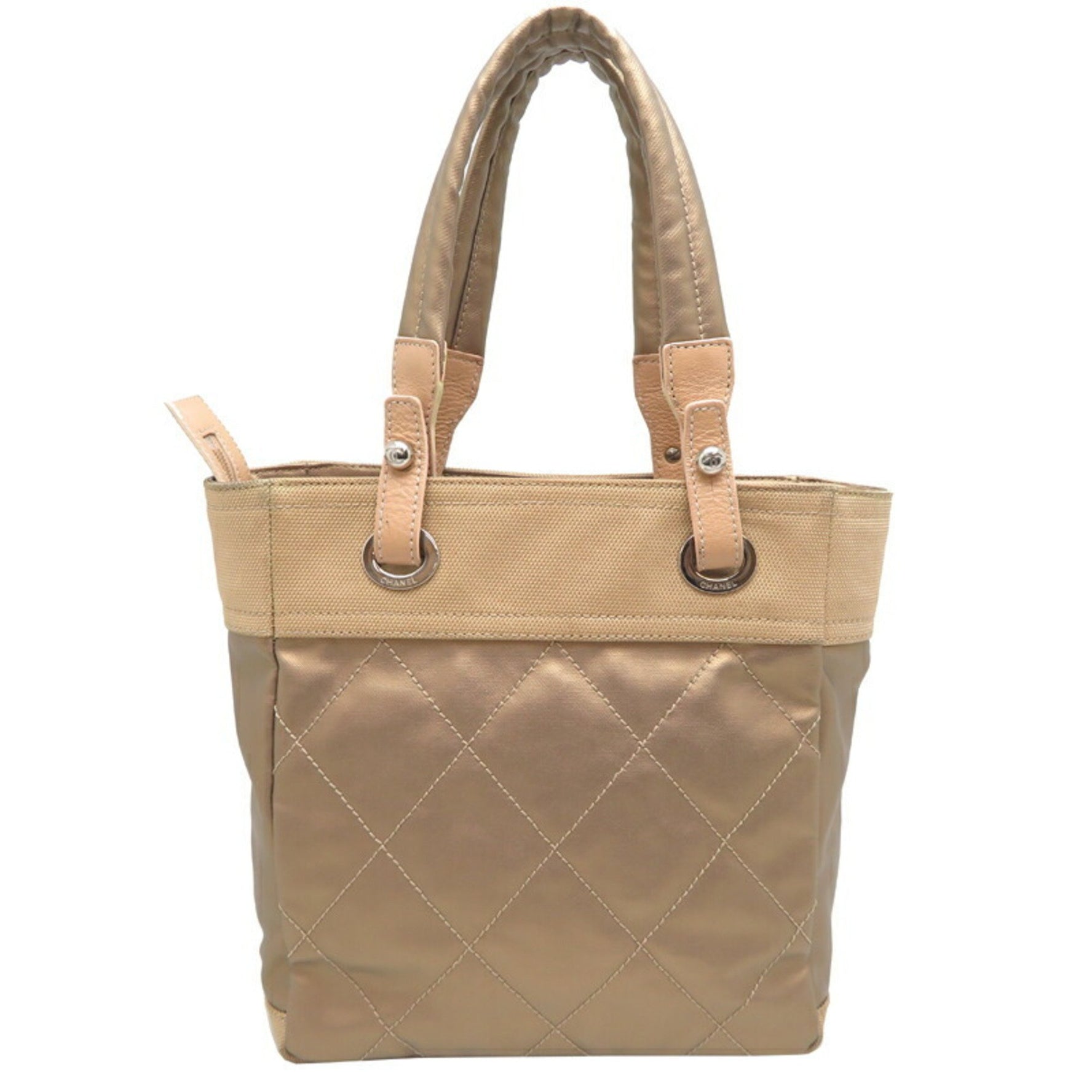 Chanel Paris Biarritz PM Tote Bag Canvas Gold
