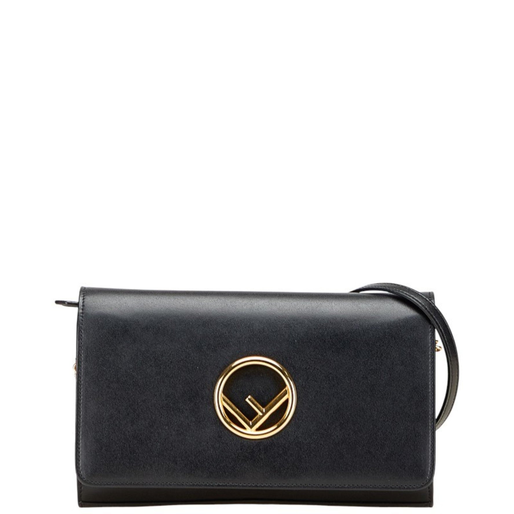 Fendi Chain Wallet Shoulder Bag Calfskin Leather