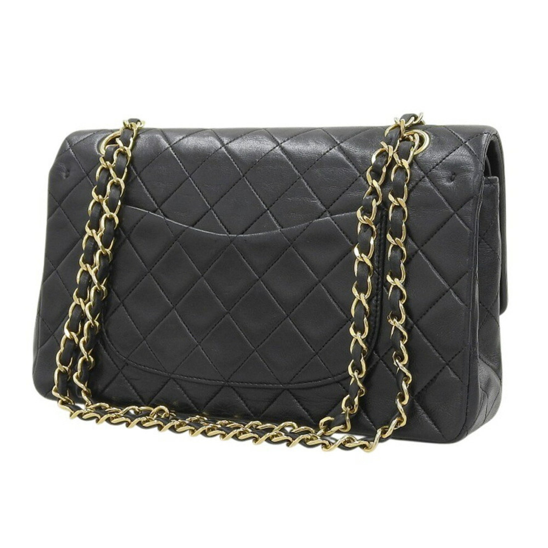 CHANEL Matelasse 25 Coco Mark Double Flap Chain Shoulder Bag Seal Lambskin