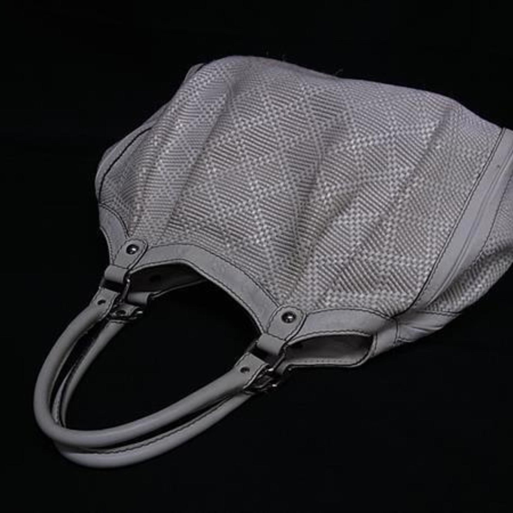 GUCCI Guccissima Diamante Handbag Ivory Straw x Leather Women's