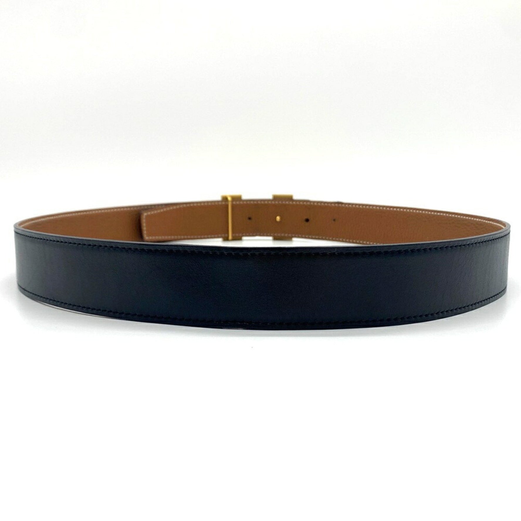 Hermès Constance Belt, Reversible Leather, Gold Buckle, Size 85, Black and Brown, HERMES