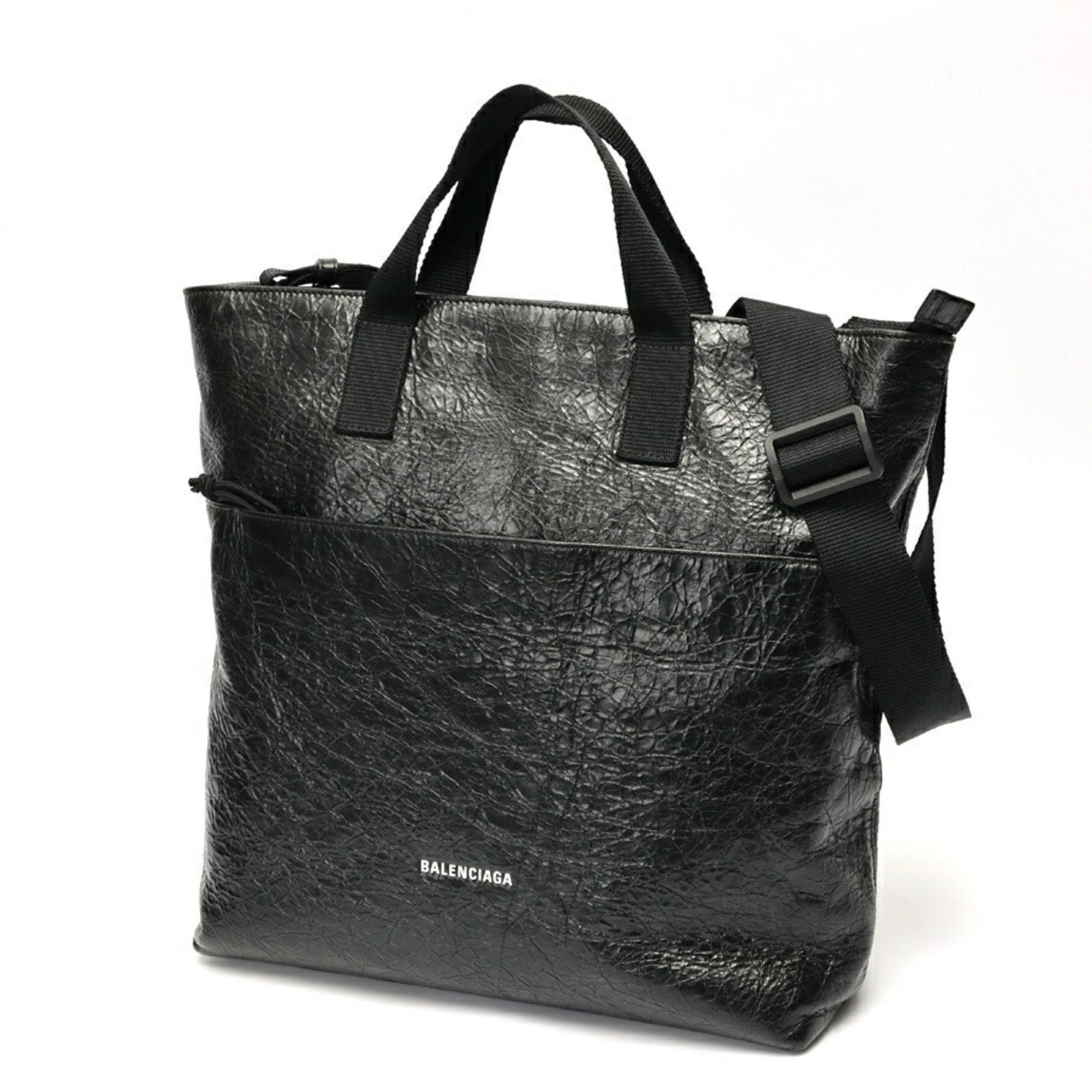 Balenciaga Explorer Tote Bag Shoulder Leather Black S-158772