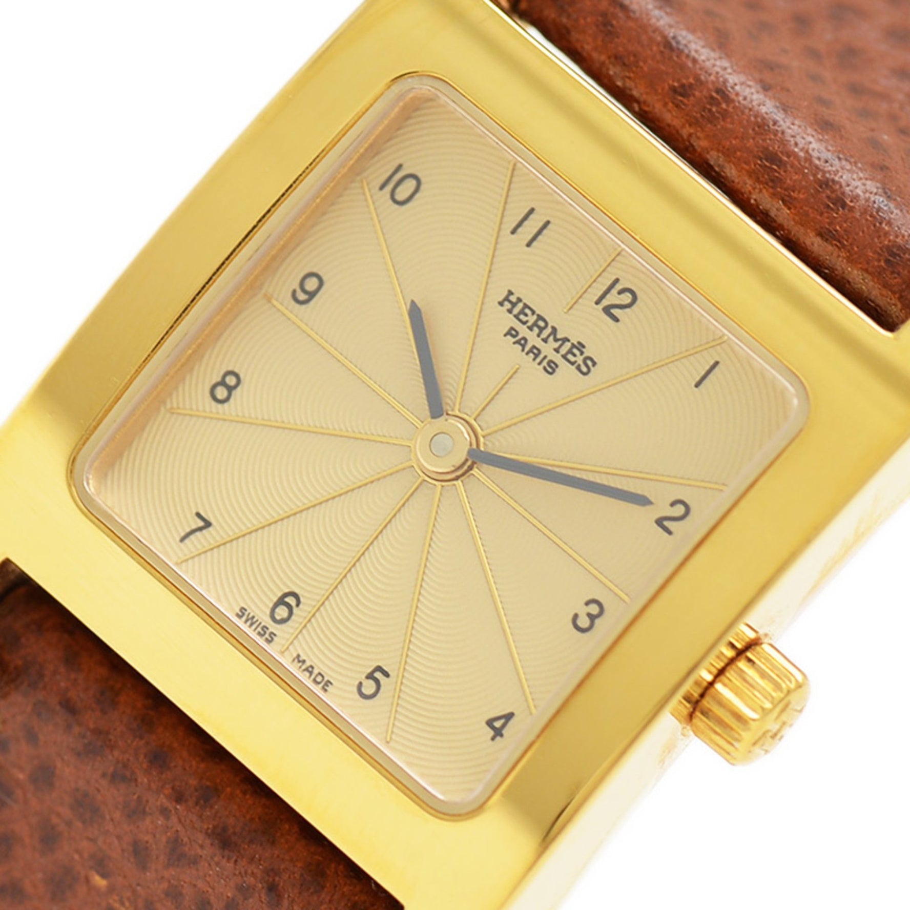 Hermès H Watch PM Ivory Dial Leather Strap Quartz Movement