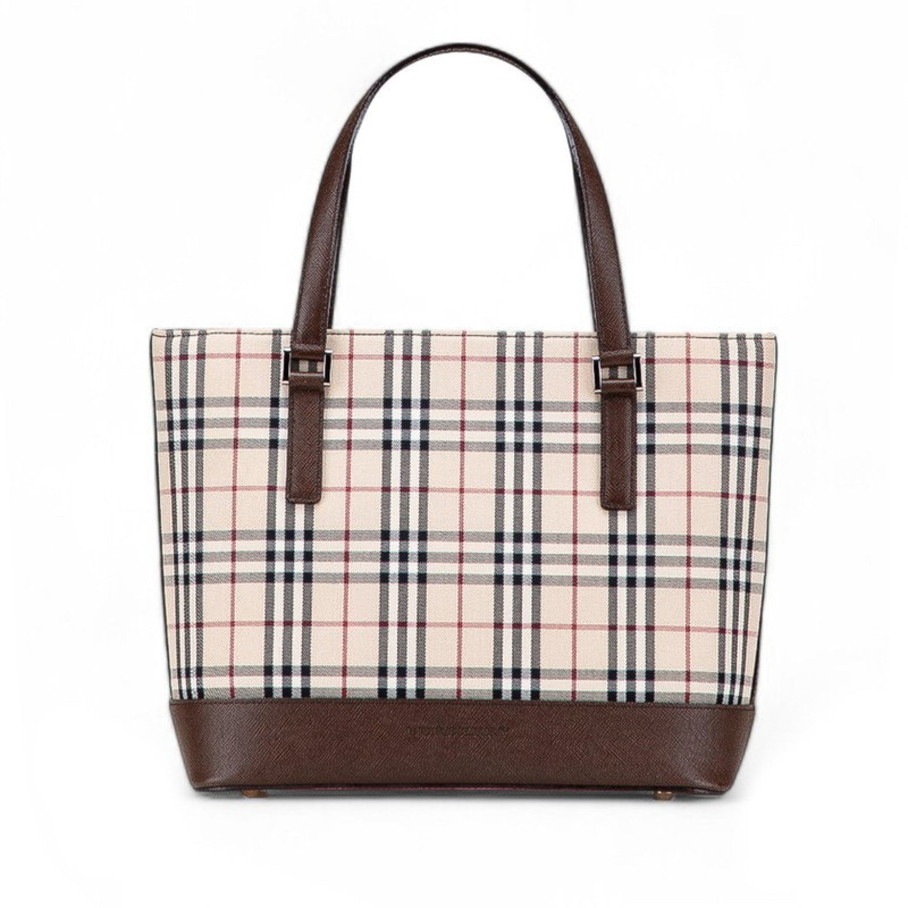 Burberry Nova Check Tote Bag in Beige and Brown Canvas Leather .