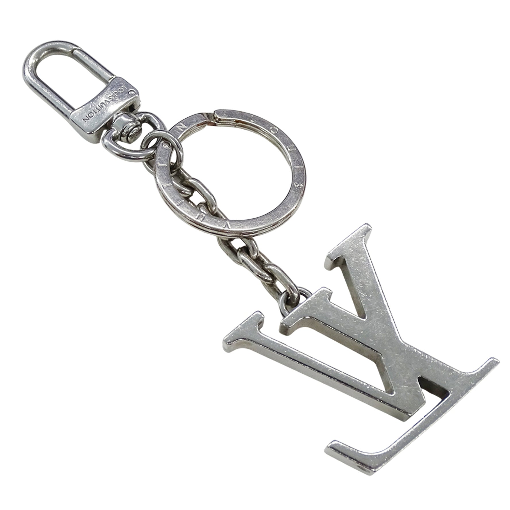 Louis Vuitton Stainless Steel Key Ring with LV Initials in