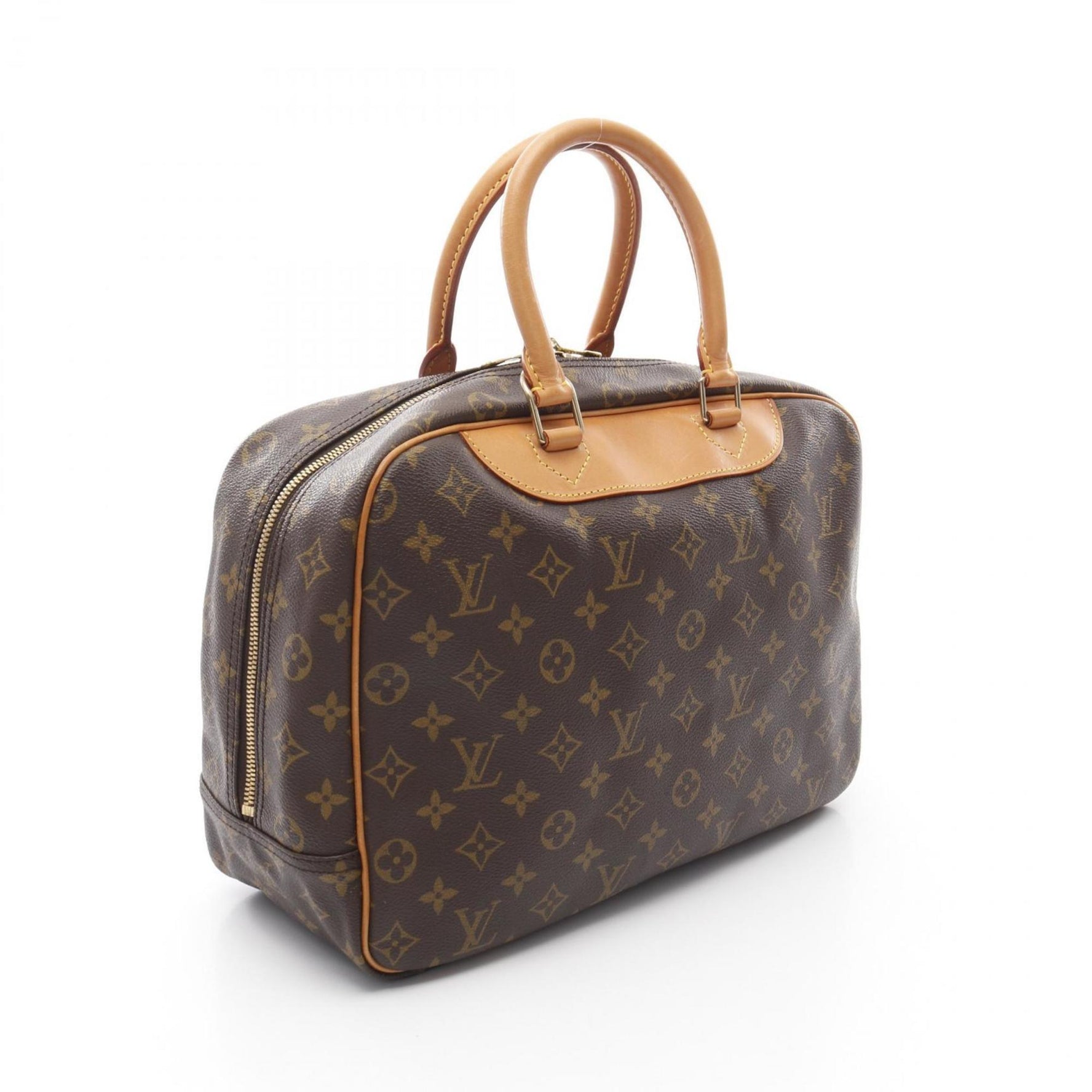Louis Vuitton Deauville Bowling Vanity Handbag, Coated Canvas and Leather, Monogram, Brown