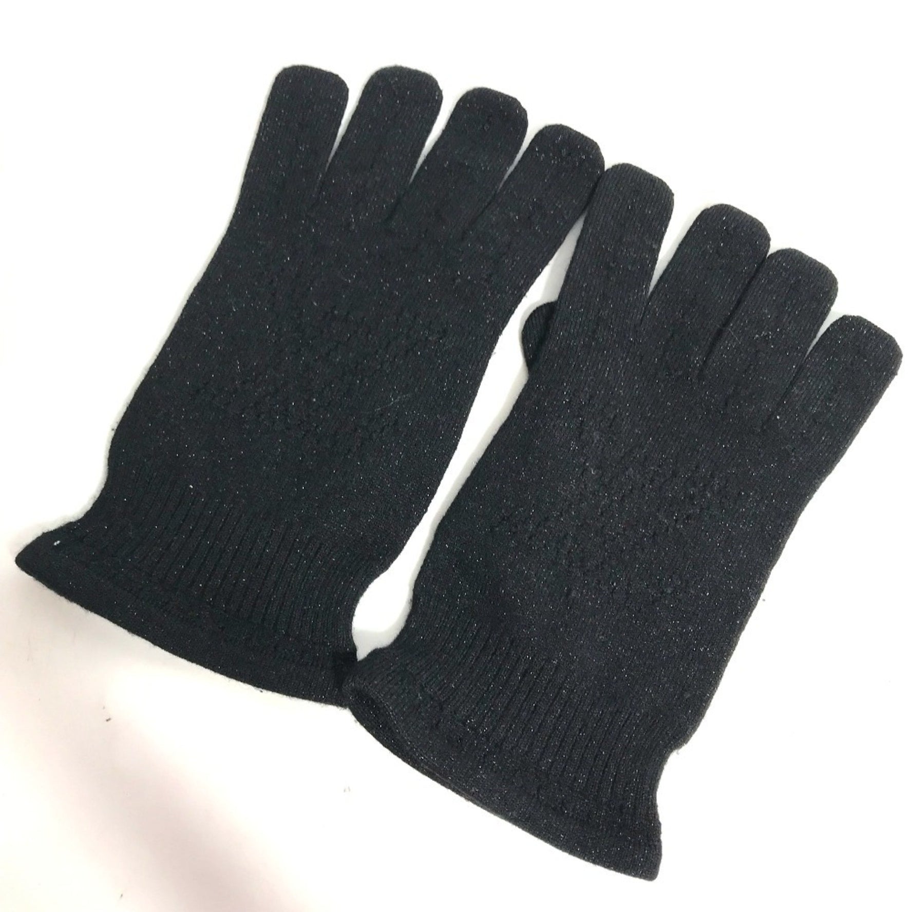 LOUIS VUITTON Louis Vuitton Knit Monogram Lamé Gloves Cashmere/Silk Women's Black