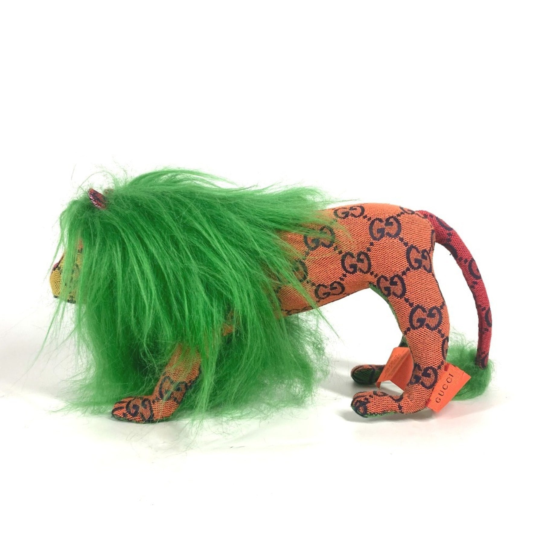 GUCCI GG Decorative Lion Doll Stuffed Animal Canvas Women's Green