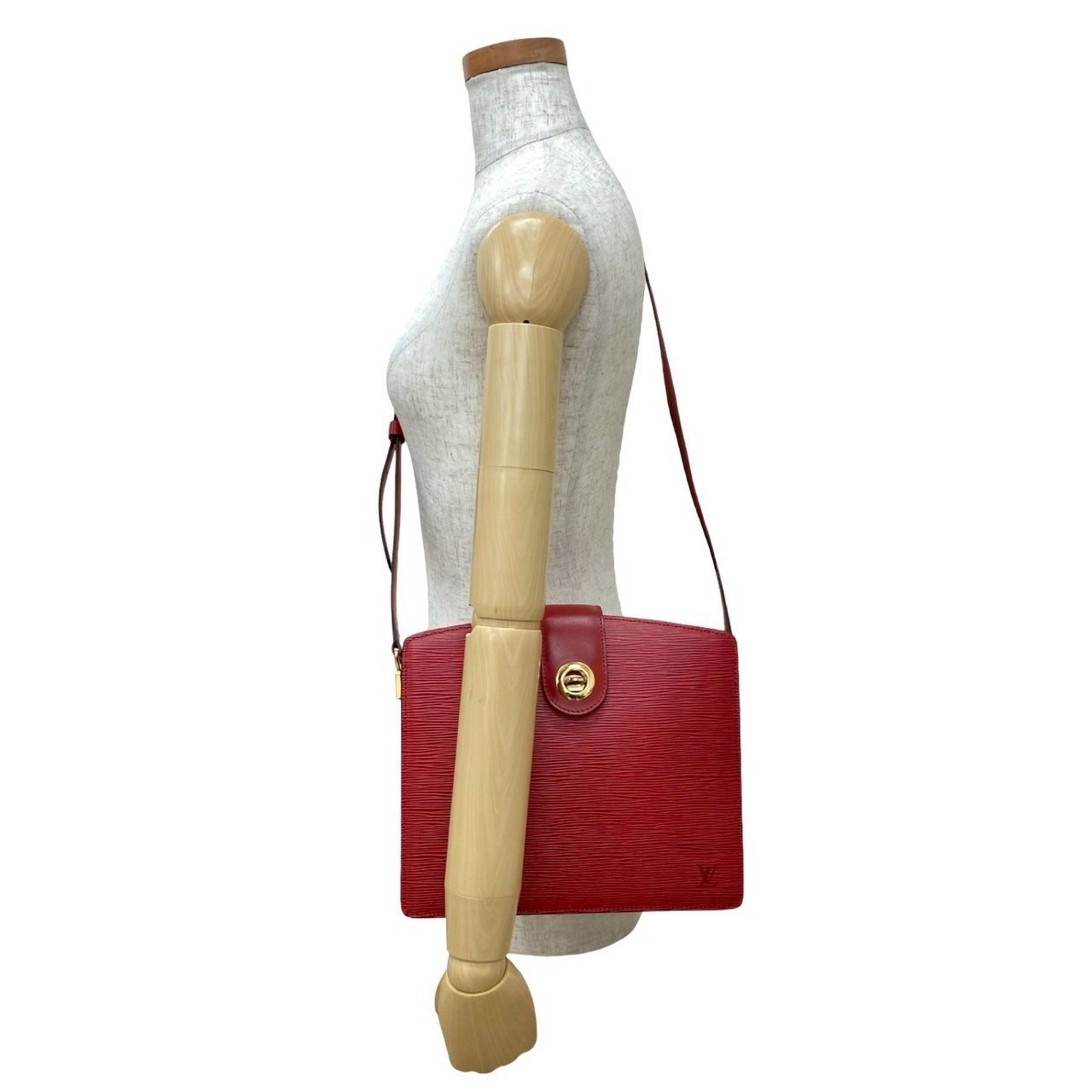 LOUIS VUITTON Capuchin Epi Leather Turnlock Shoulder Bag in Castilian Red