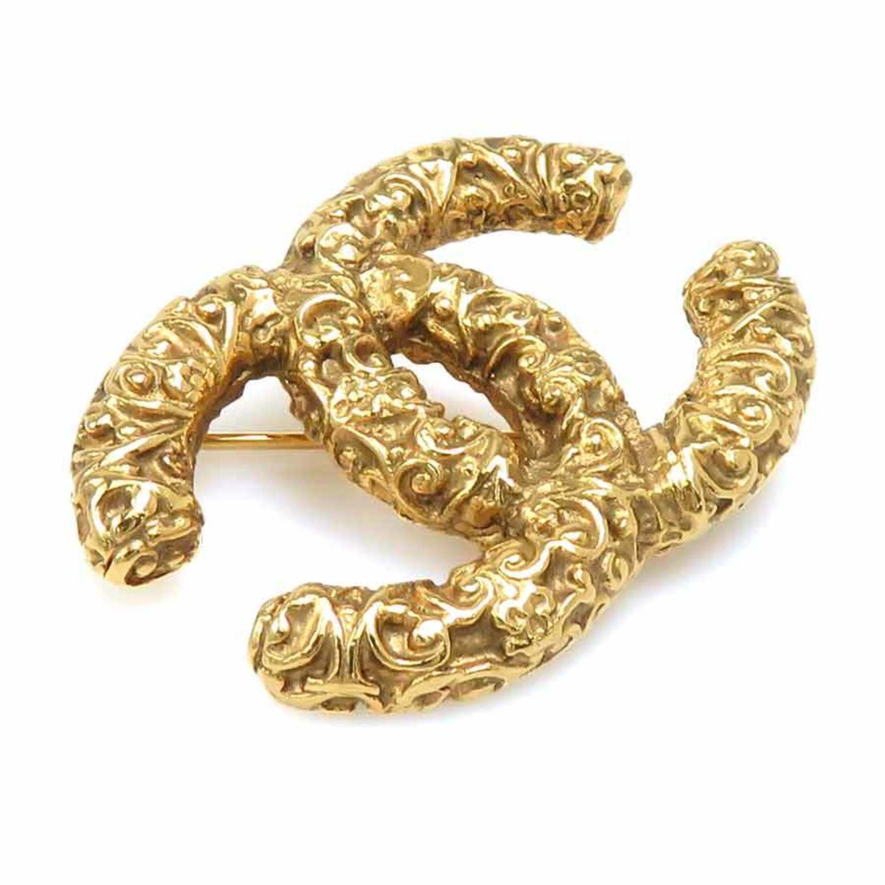 CHANEL Coco Mark Metal Gold Brooch for Women e60803i