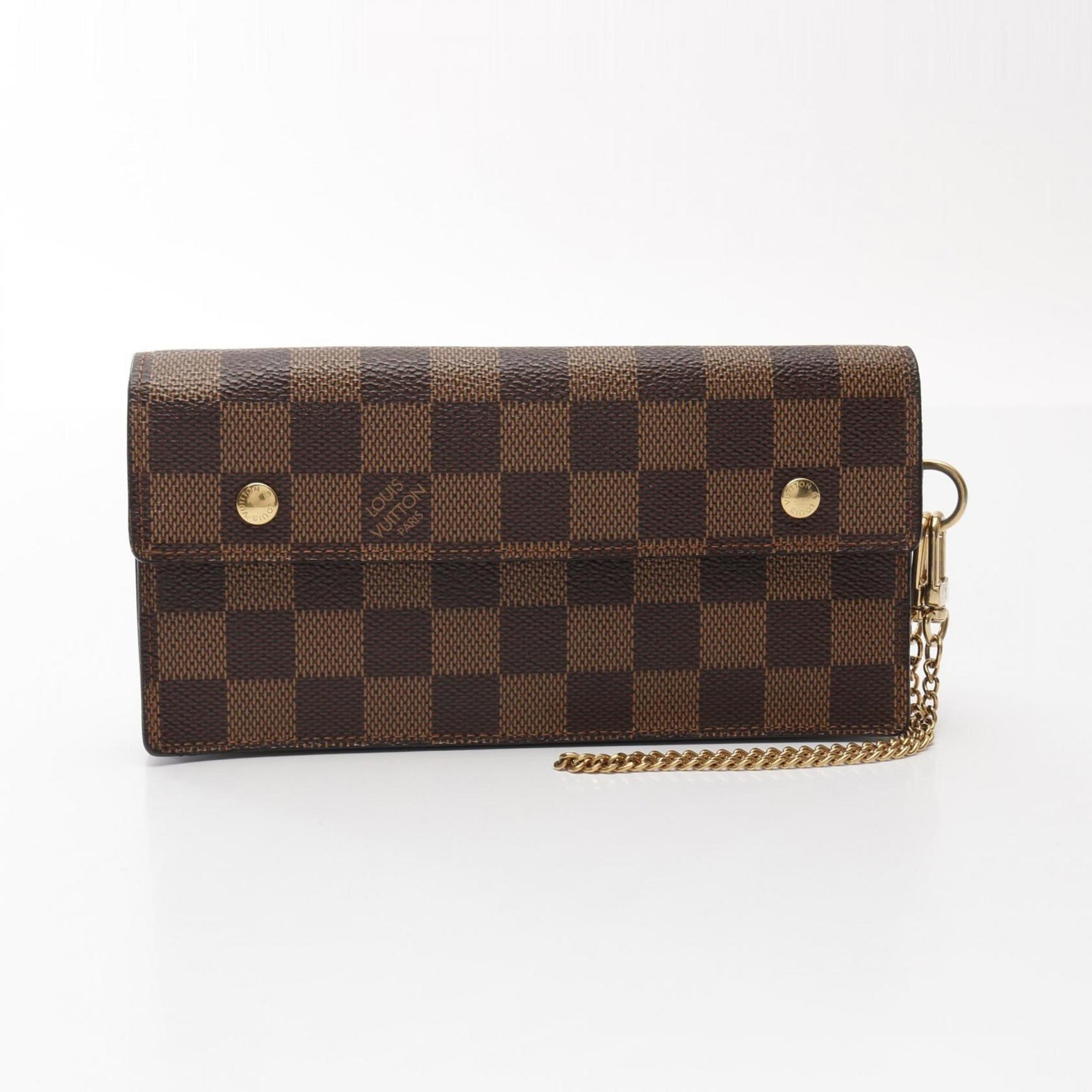 Louis Vuitton Portefeuille Accordion Damier Ebene Bi-fold Long Wallet Coated Canvas Men's